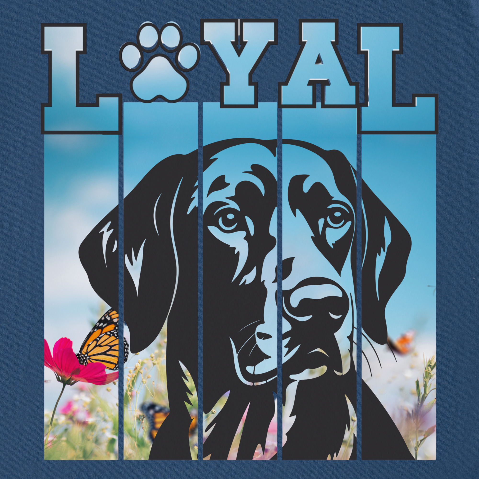 artistic-loyal-dog-graphic-comfort-colors-t-shirt-in-midnight - Midnight Full Graphic