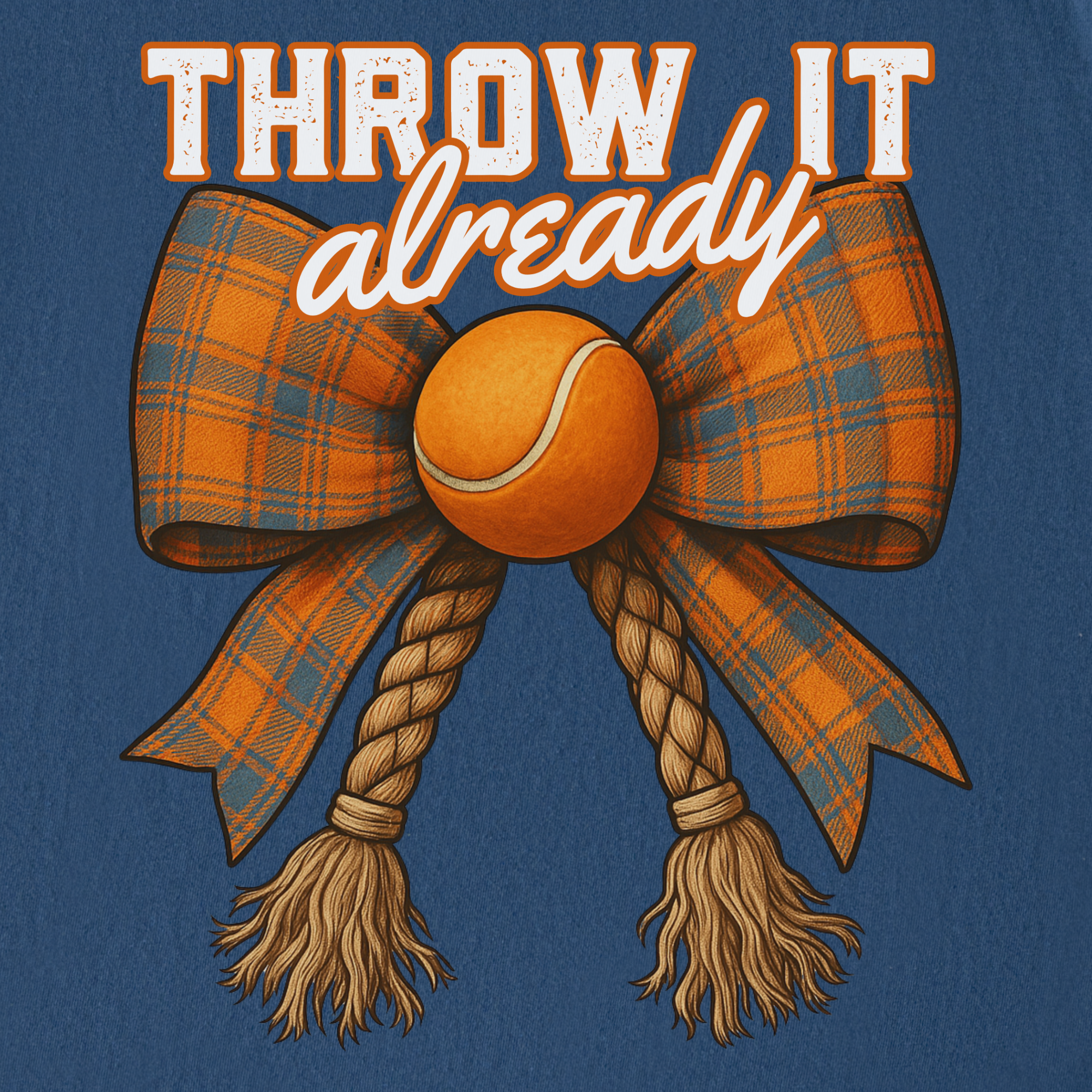western-throw-it-already-dog-chew-toy-bow-dog-bow-comfort-colors-t-shirt-in-midnight - Midnight Full Graphic