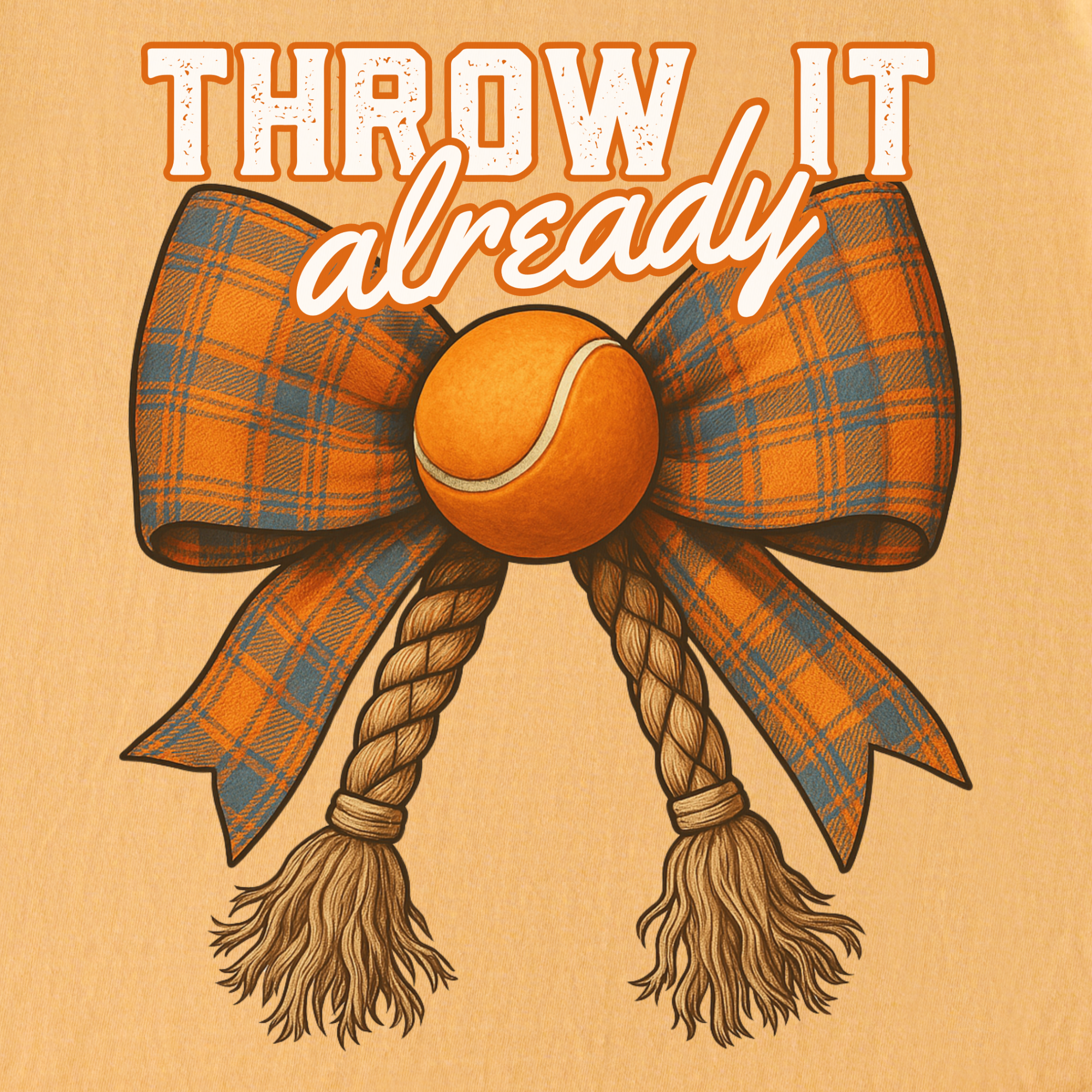 western-throw-it-already-dog-chew-toy-bow-dog-bow-comfort-colors-t-shirt-in-mustard - Mustard Full Graphic
