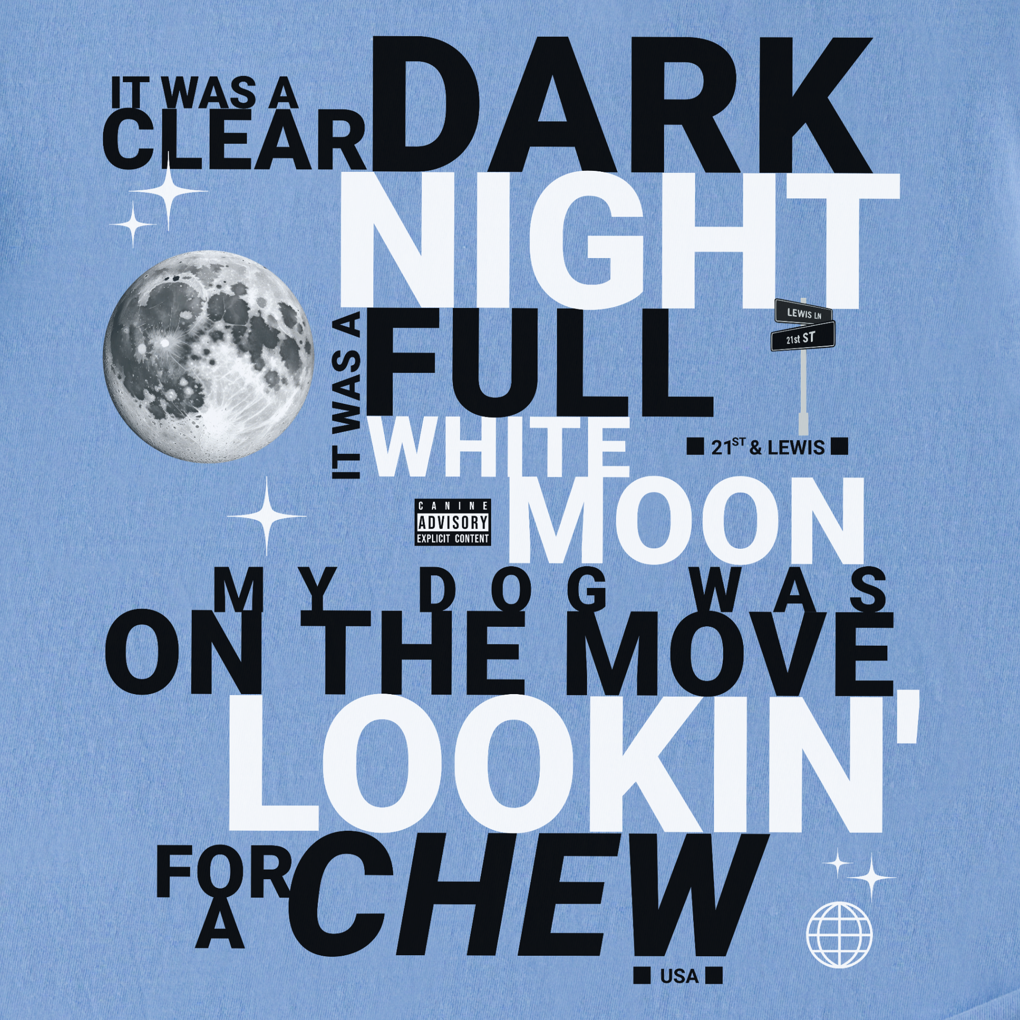 Comfort Colors® Dog unisex tee for men and women featuring Vintage, G-Funk Dog Era Presented by Fetch N Found Records Washed Denim graphic T-Shirt made of 100% cotton by Fetch N Found - Washed Denim Full Graphic