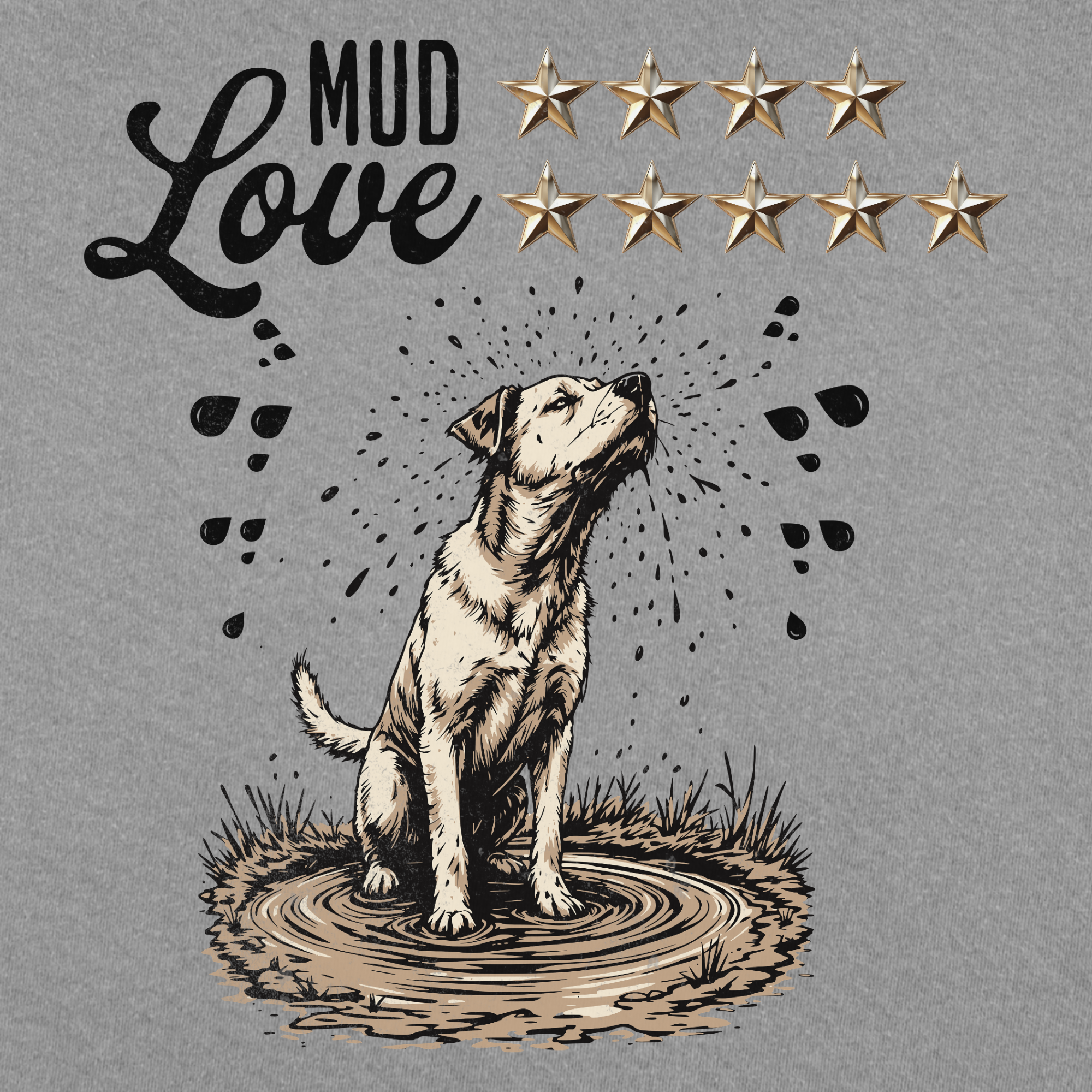 mud-4-stars-love-5-stars-tshirt-in-grey - Grey Full Graphic