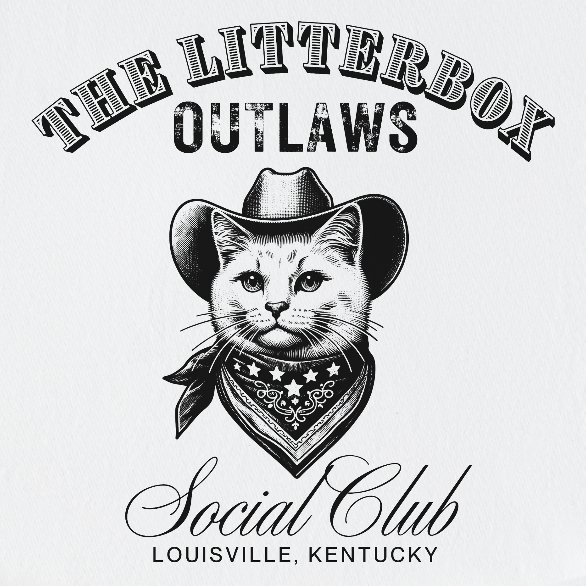 retro-cat-cowboy-litterbox-t-shirt-in-white - White Full Graphic