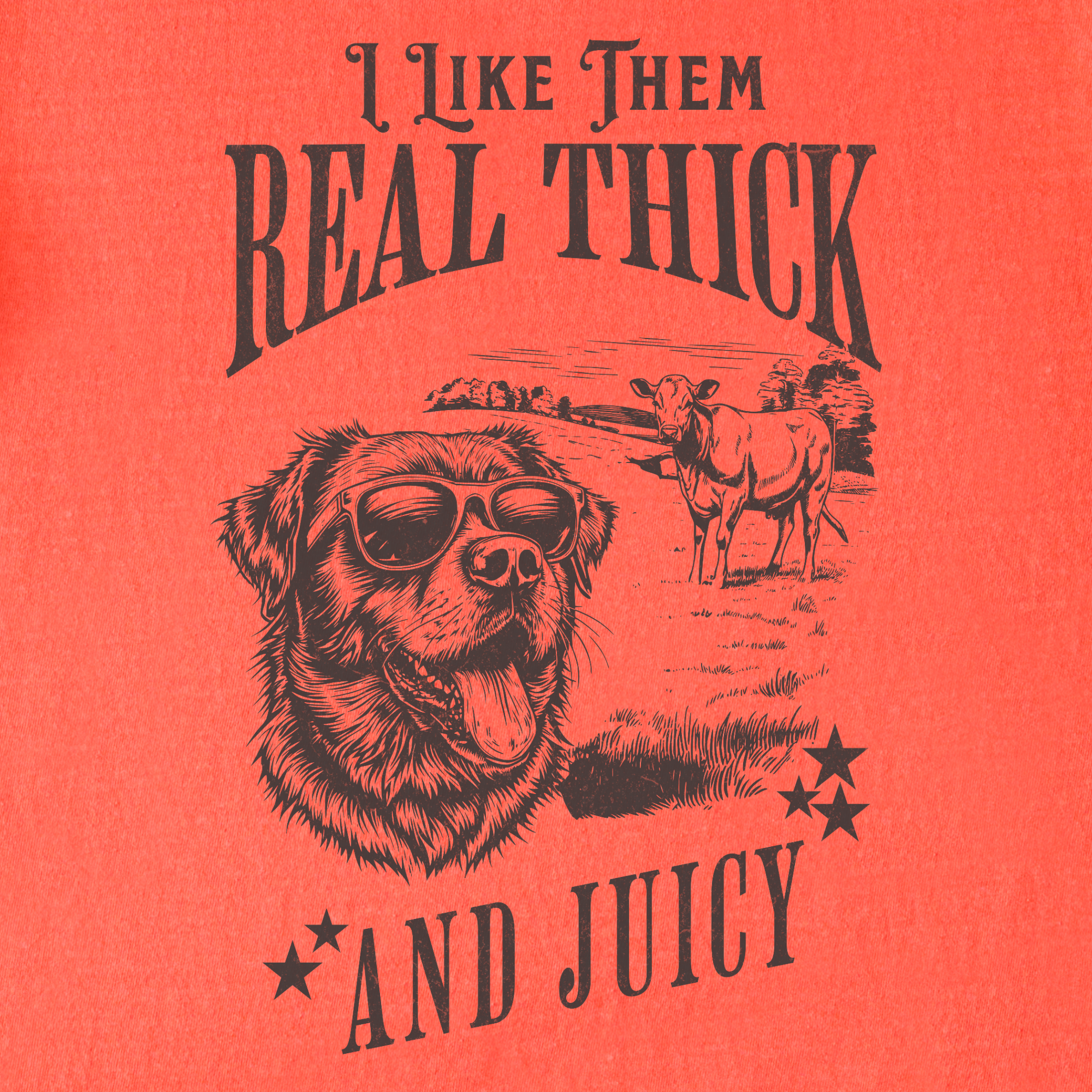 real-thick-and-juicy-t-shirt-in-bright-salmon - Bright Salmon Full Graphic
