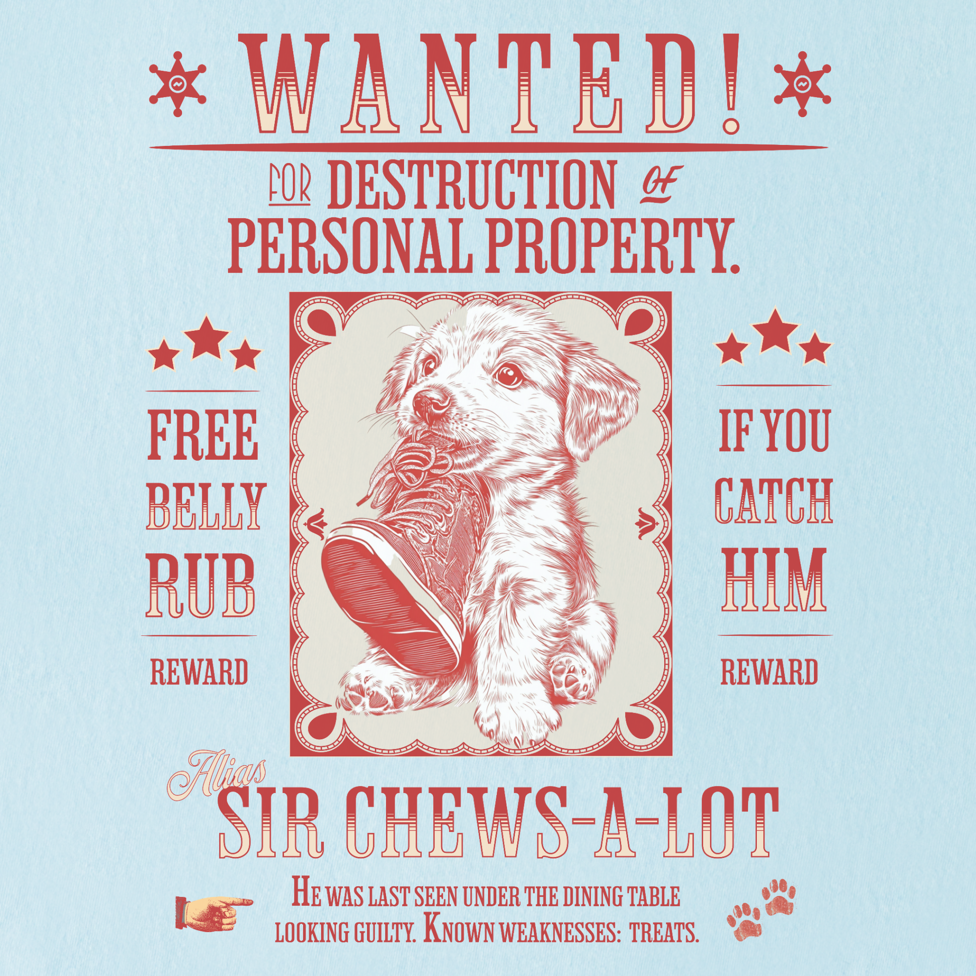 retro-western-wanted-puppy-t-shirt-1-in-chambray - Chambray Full Graphic