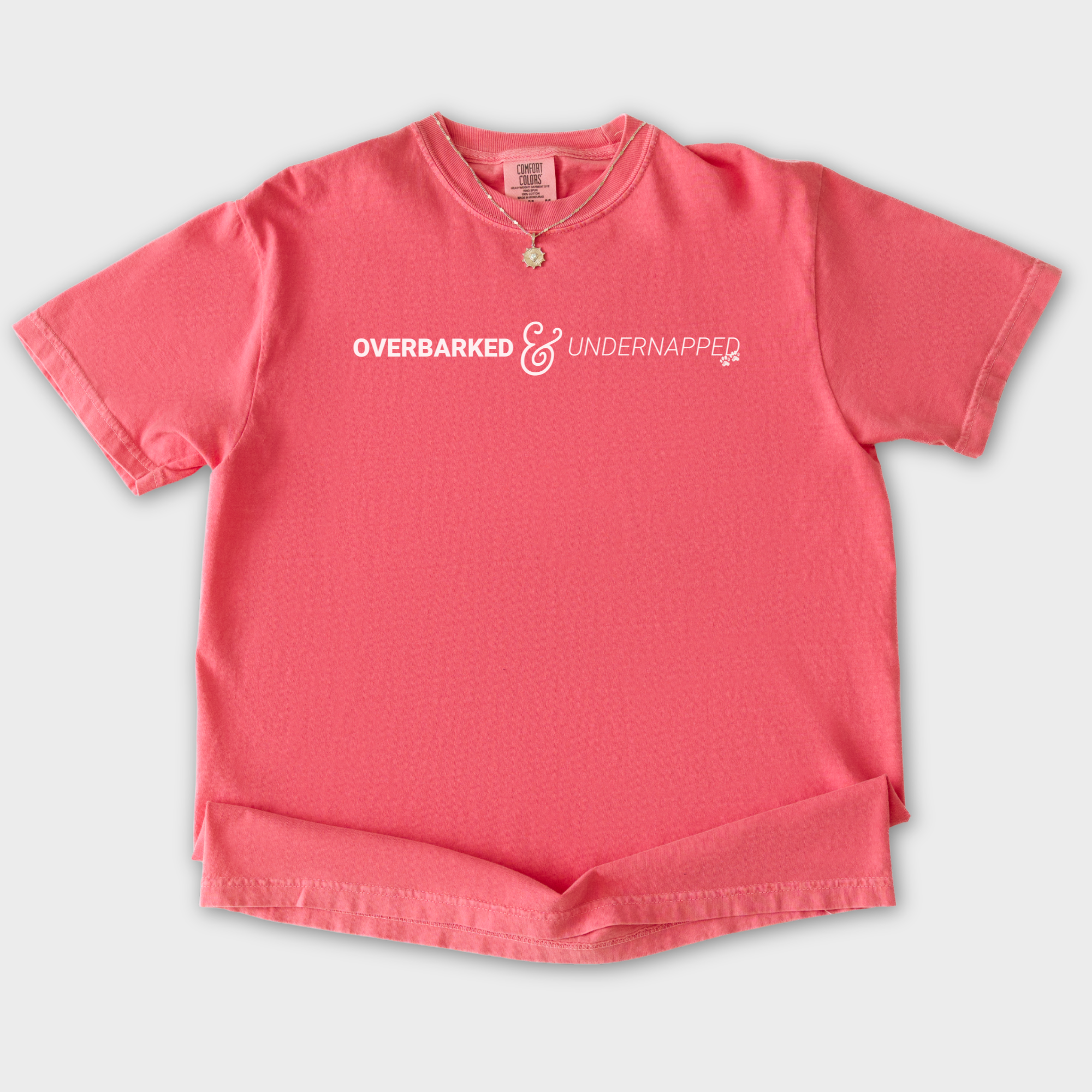 overbarked-undernapped-t-shirt-in-watermelon - Watermelon Flat Lay Front