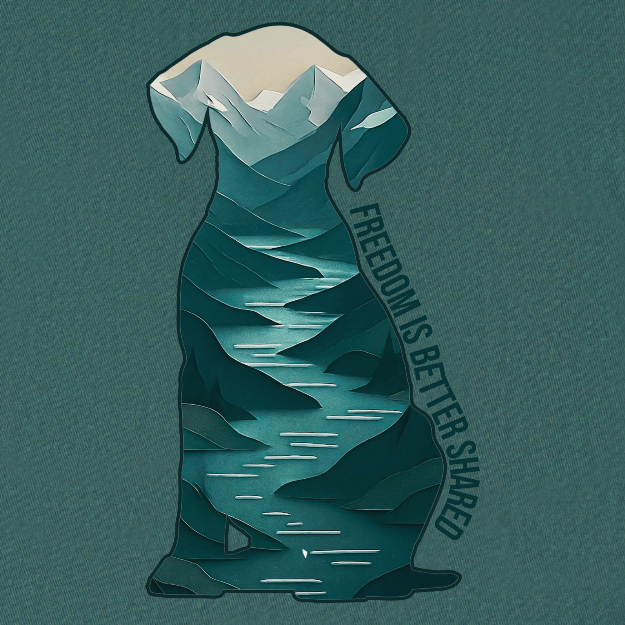 vintage-mountain-freedom-is-better-shared-dog-graphic-comfort-colors-t-shirt-in-blue-spruce - Blue Spruce Full Graphic