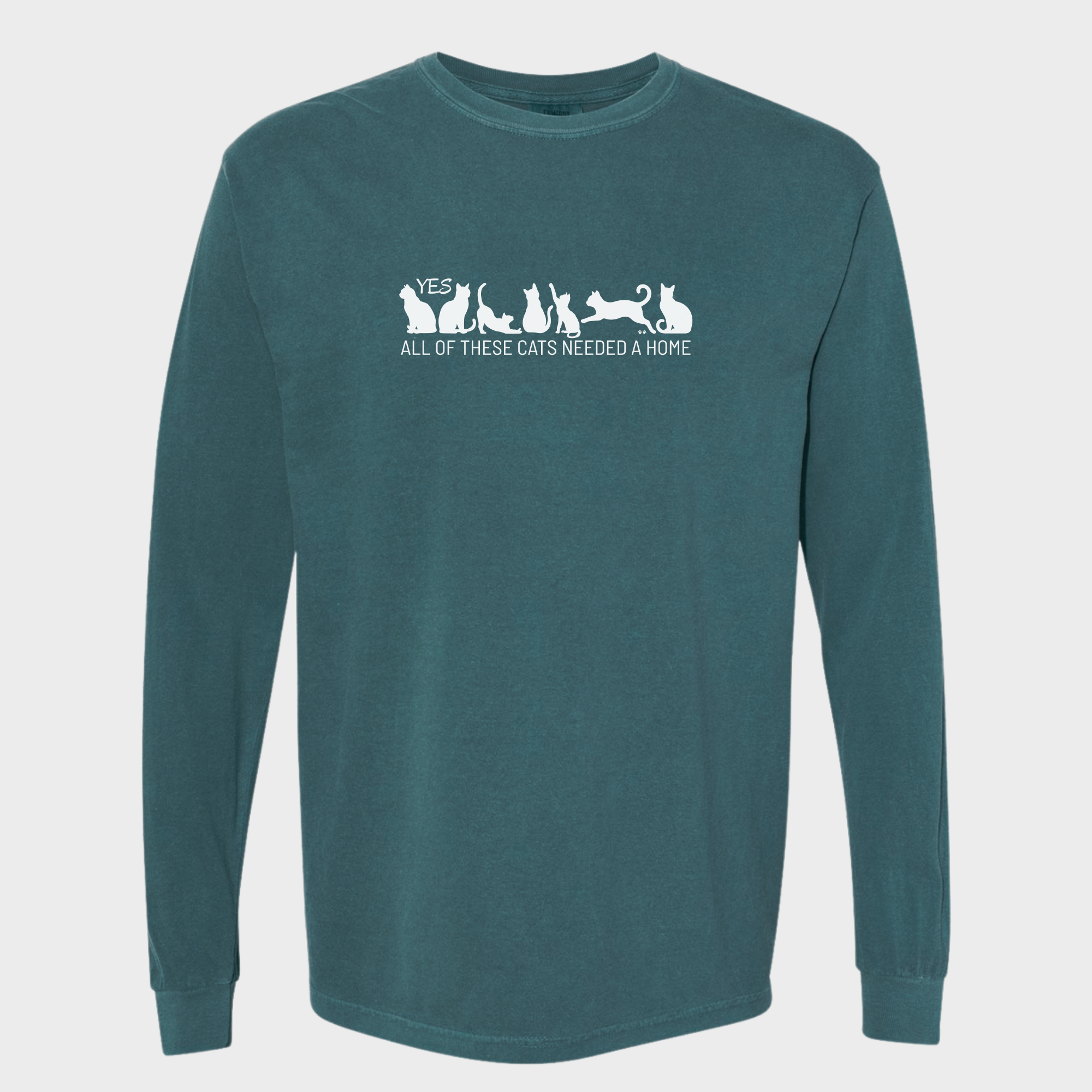 fetch-n-found  unisex tee for men and women featuring , Yes all of these cats needed a home Blue Spruce graphic T-Shirt made of 100% cotton - Blue Spruce 3D Front