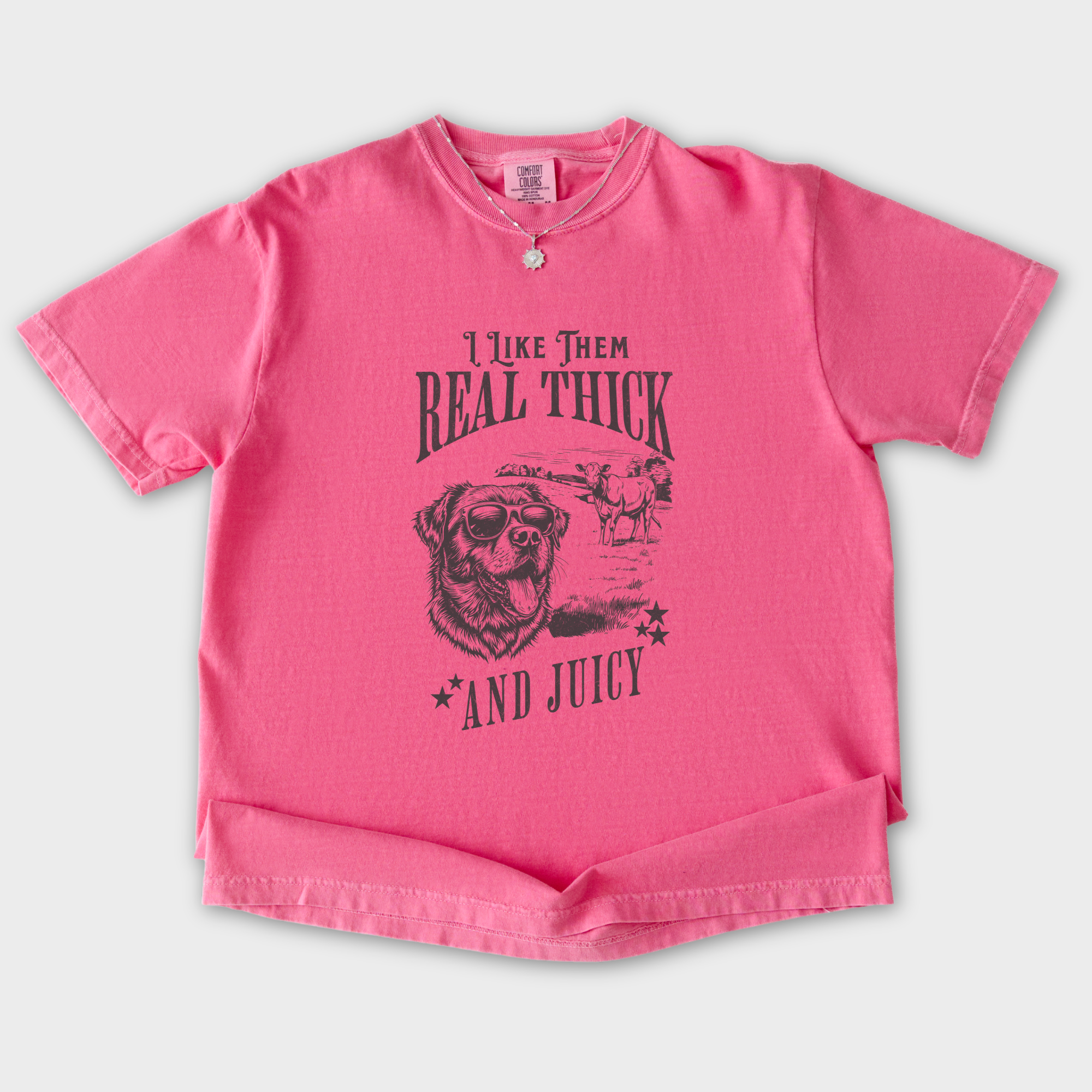 real-thick-and-juicy-t-shirt-in-crunchberry - Crunchberry Flat Lay Front