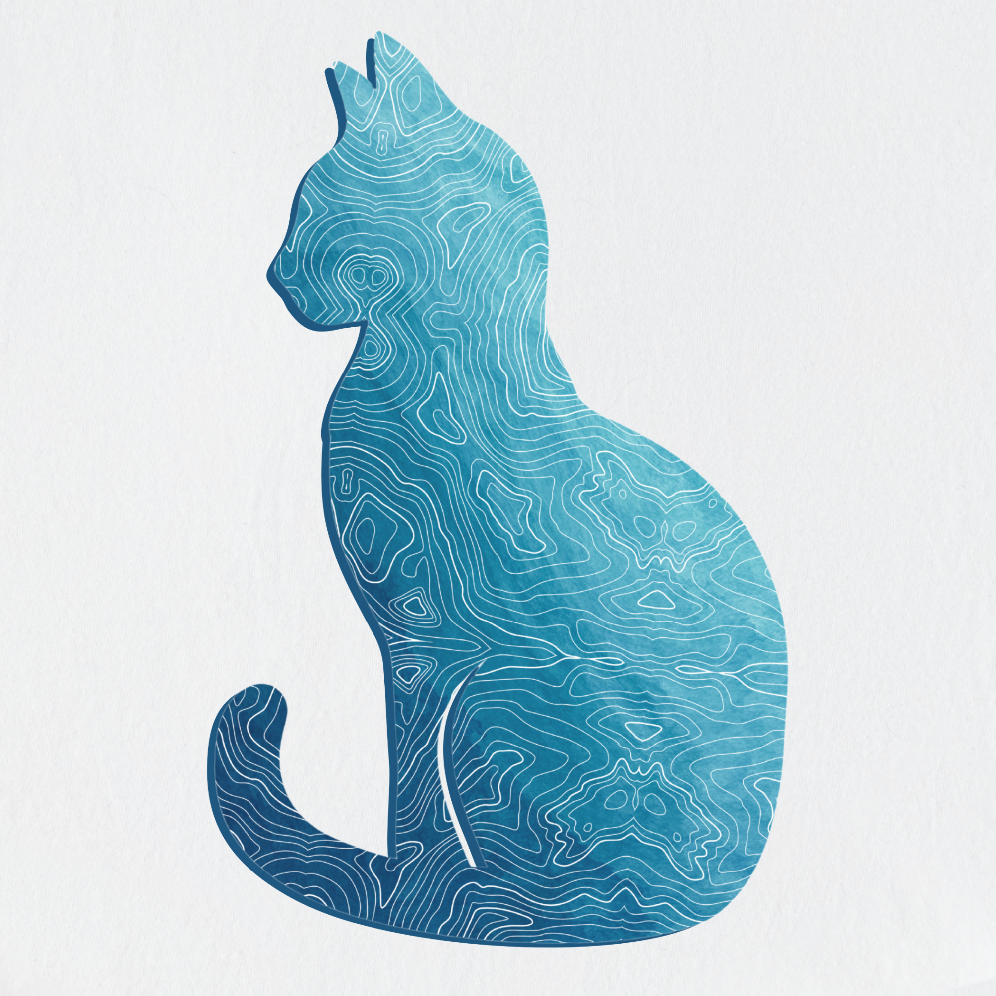 Comfort Colors® Cat unisex tee for men and women featuring Artistic, Topographical Cat White graphic T-Shirt made of 100% cotton by Fetch N Found - White Full Graphic