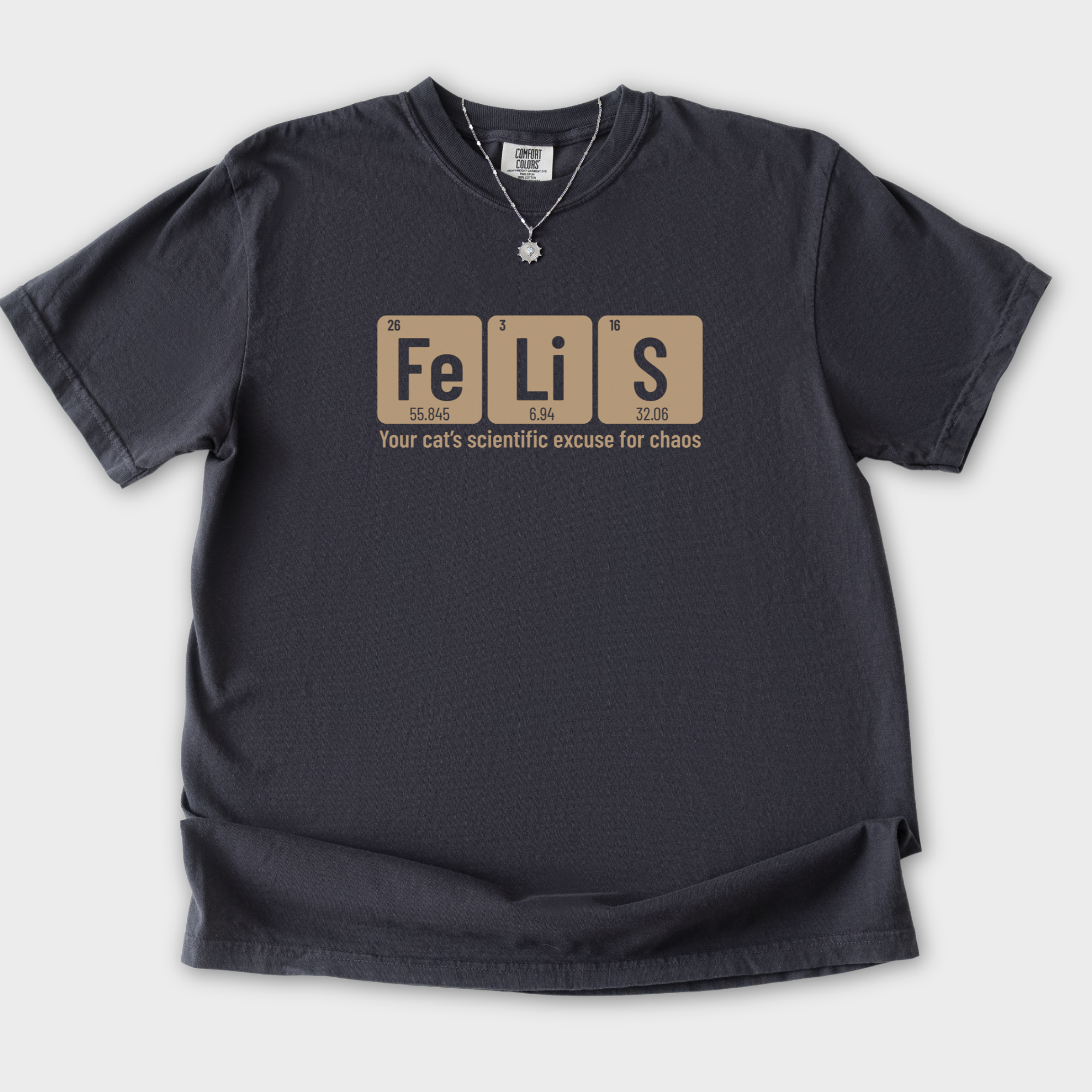 vintage-felis-cat-graphic-comfort-colors-t-shirt-in-graphite - Graphite Flat Lay Front