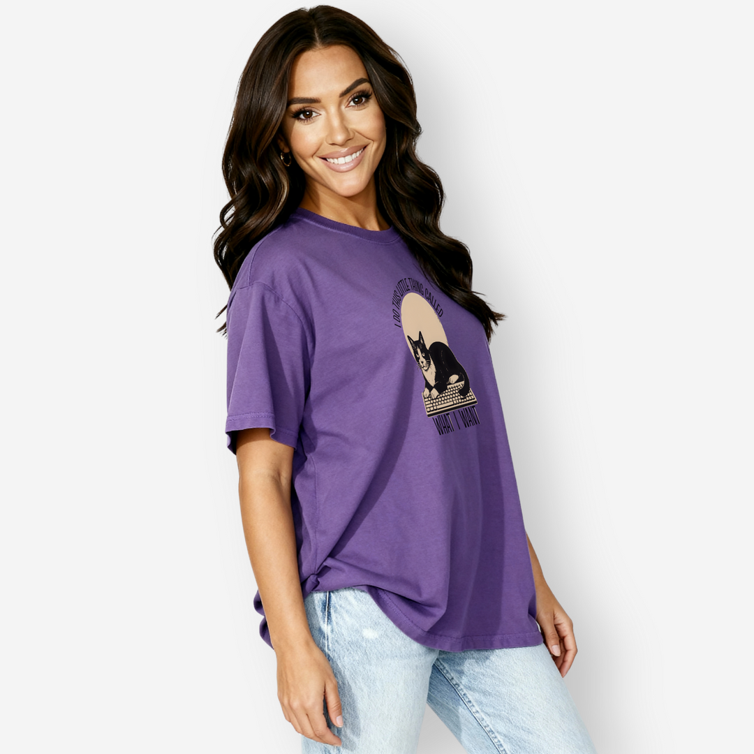 retro-i-do-this-little-thing-called-what-i-want-cat-minimalist-comfort-colors-t-shirt-in-grape - Grape Female