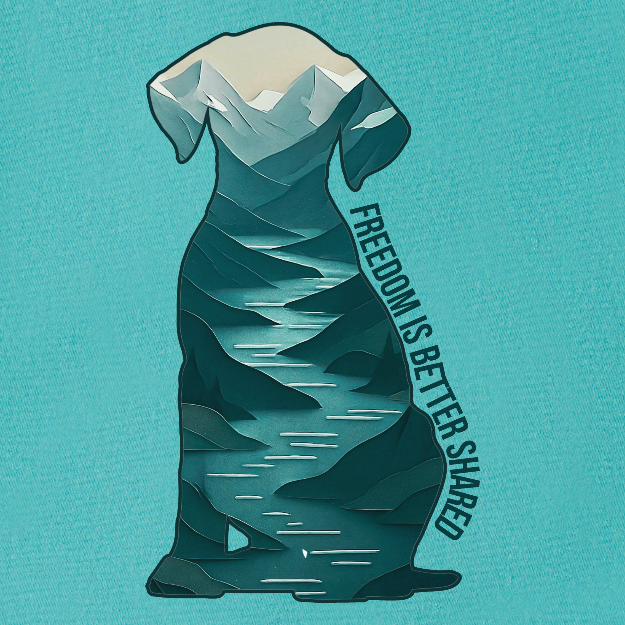 vintage-mountain-freedom-is-better-shared-dog-graphic-comfort-colors-t-shirt-in-seafoam - Seafoam Full Graphic