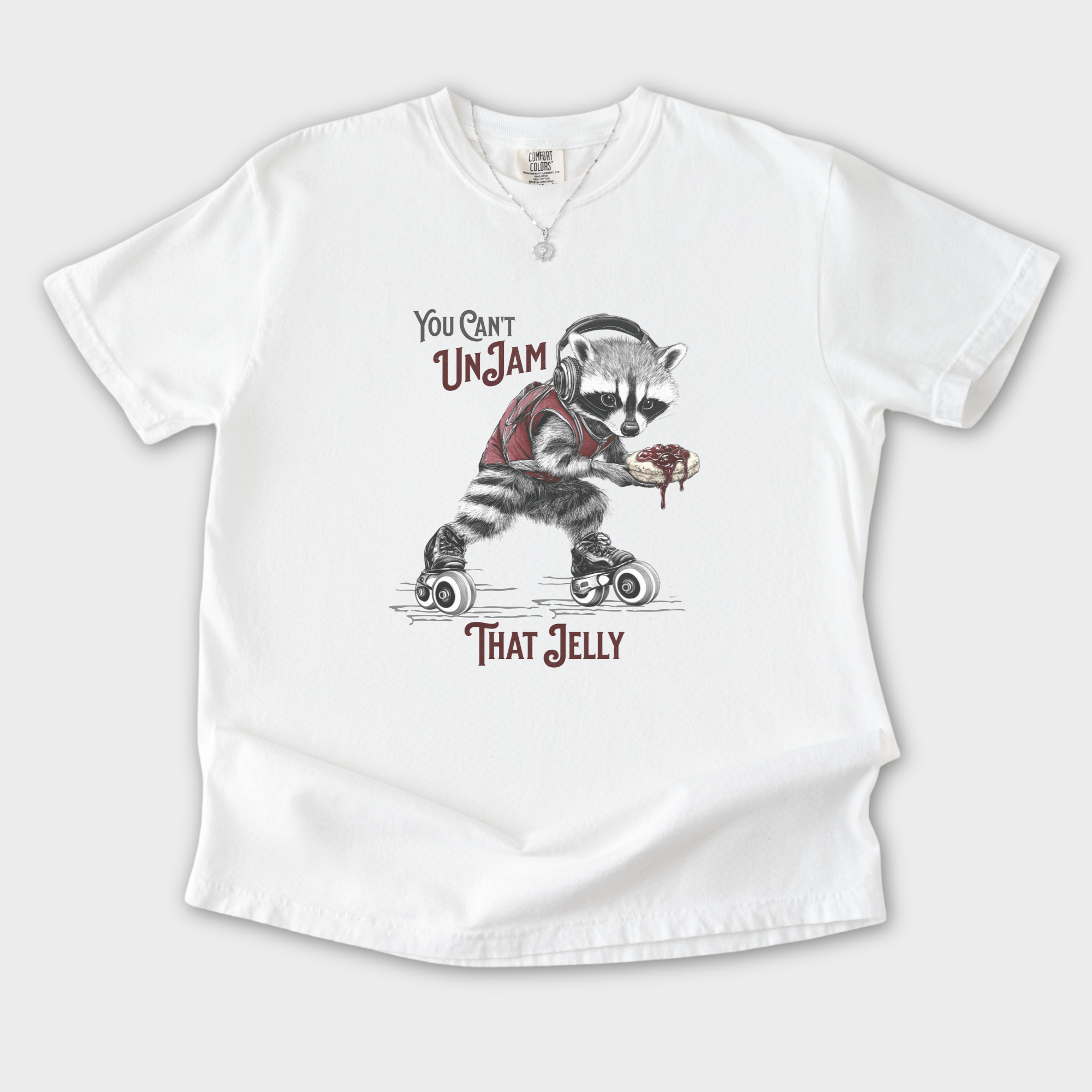 western-you-cant-unjam-that-jelly-feral-line-art-comfort-colors-t-shirt-in-white - White Flat Lay Front