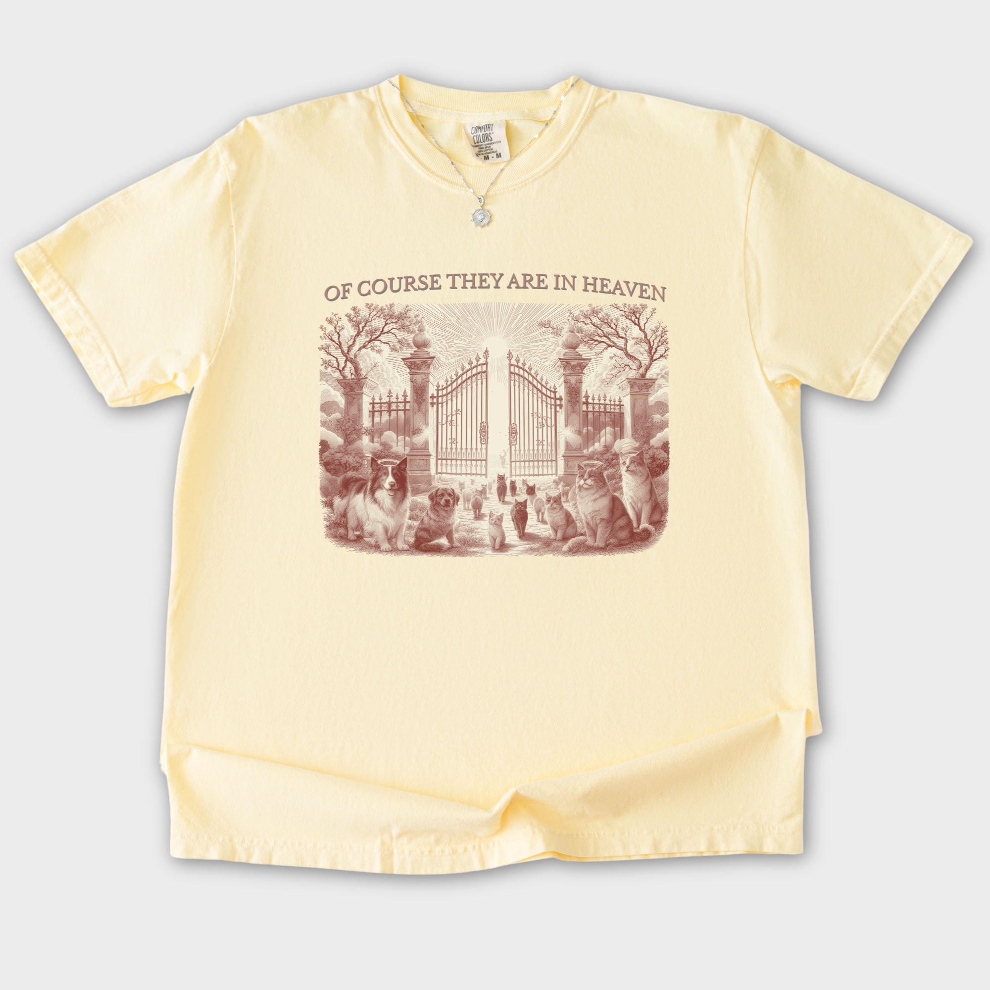 fetch-n-found  unisex tee for men and women featuring , Of Course Theey Are In Heaven Yelow Banana graphic T-Shirt made of 100% cotton - Banana Flat Lay Front