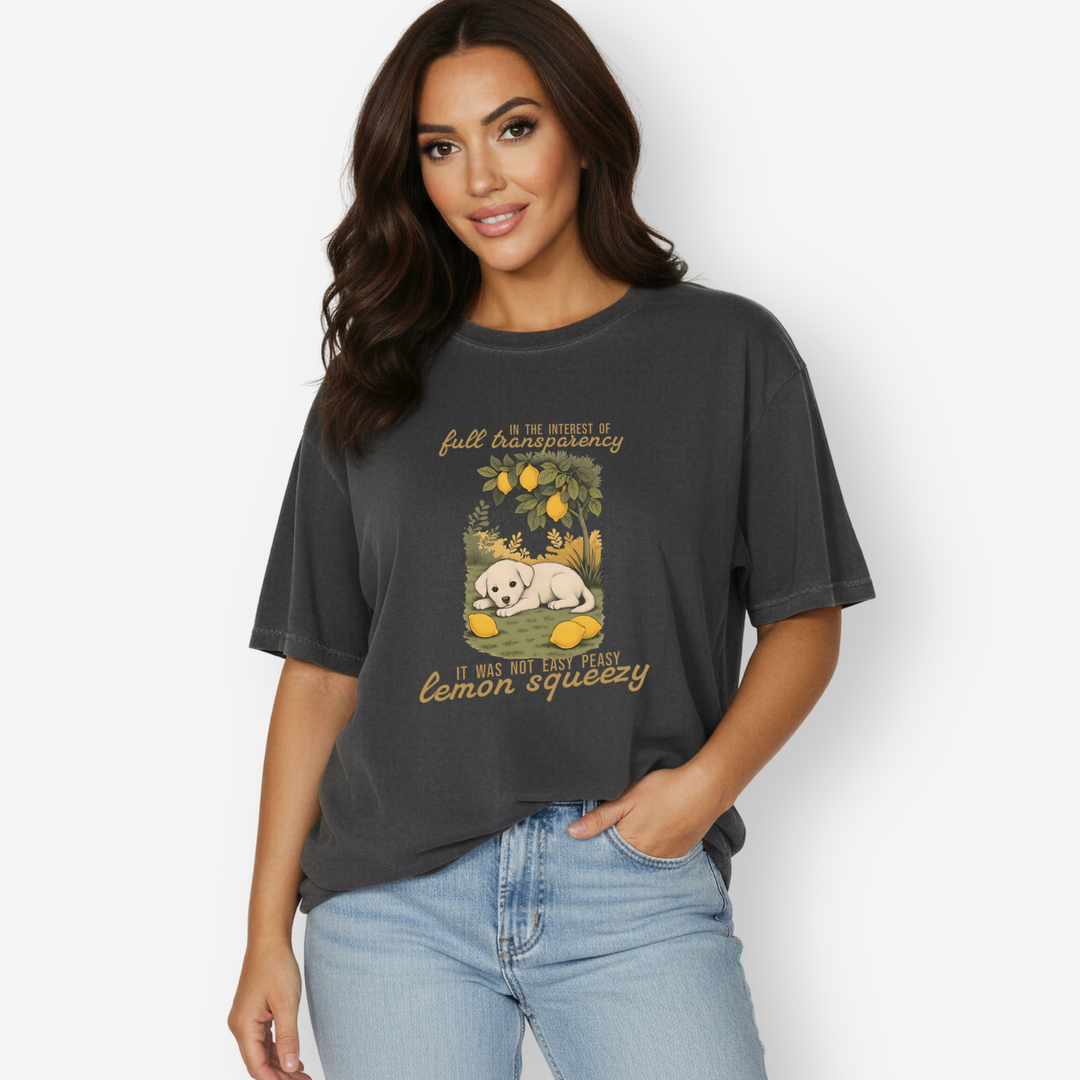 vintage-not-so-easy-lemon-squeezy-dog-dog-graphic-comfort-colors-t-shirt-in-graphite - Graphite Female