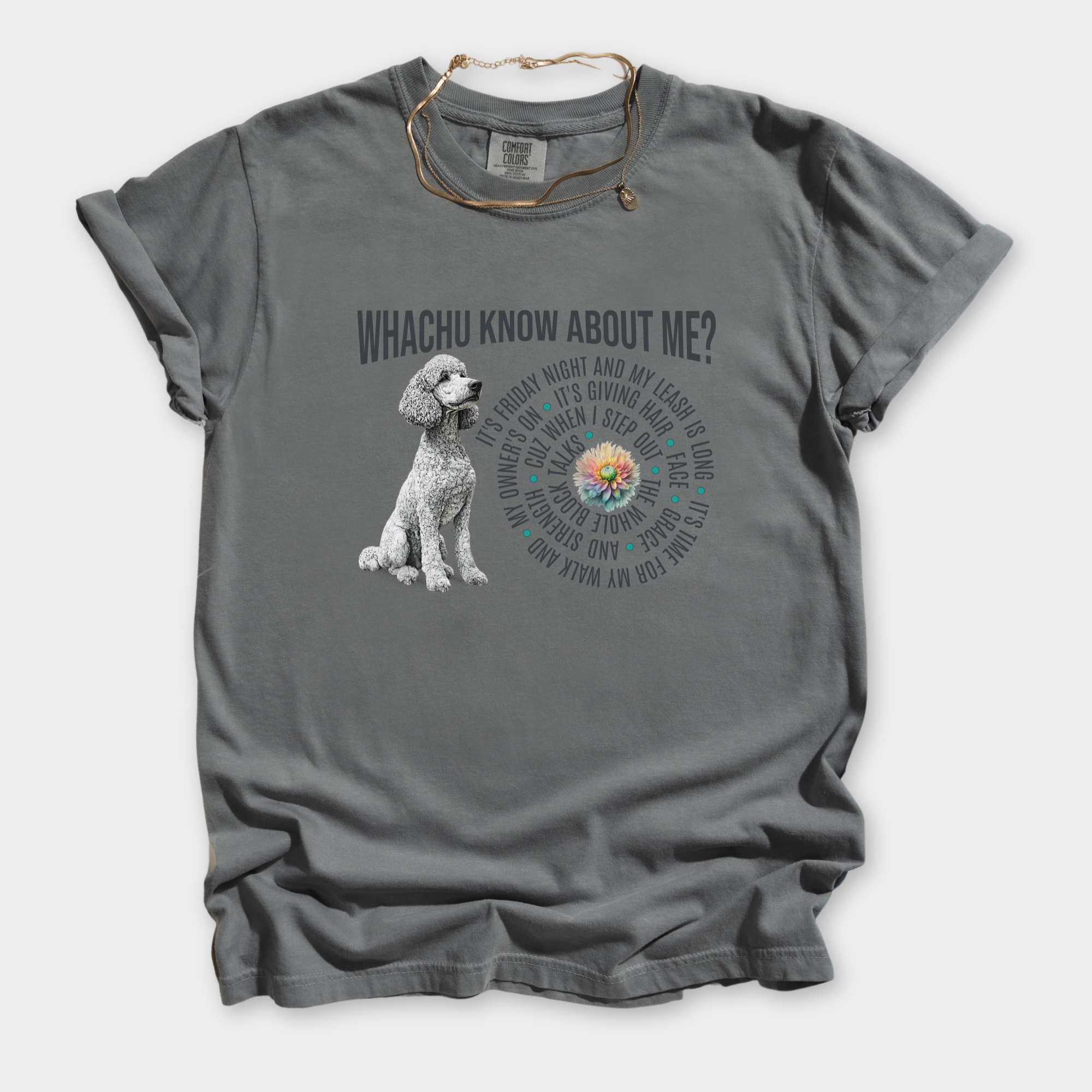 glorilla-inspired-whatchu-know-about-me-t-shirt-in-grey - Grey Flat Lay Front
