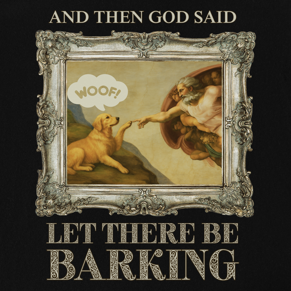 vintage-let-there-be-barking-dog-graphic-comfort-colors-t-shirt-in-black - Black Full Graphic