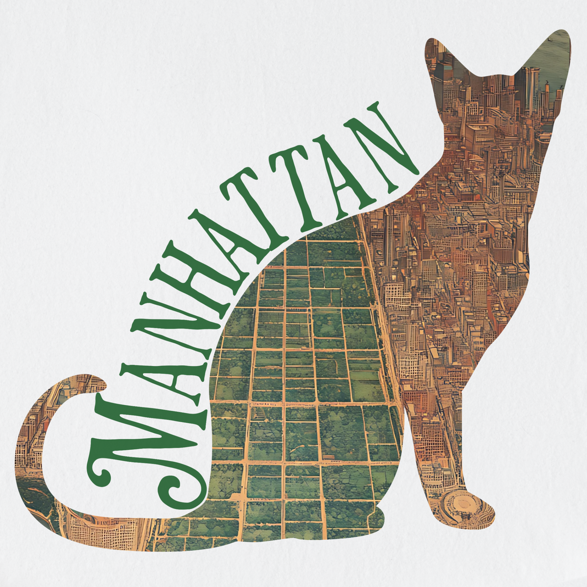manhattan-central-park-cat-map-t-shirt-in-white - White Full Graphic