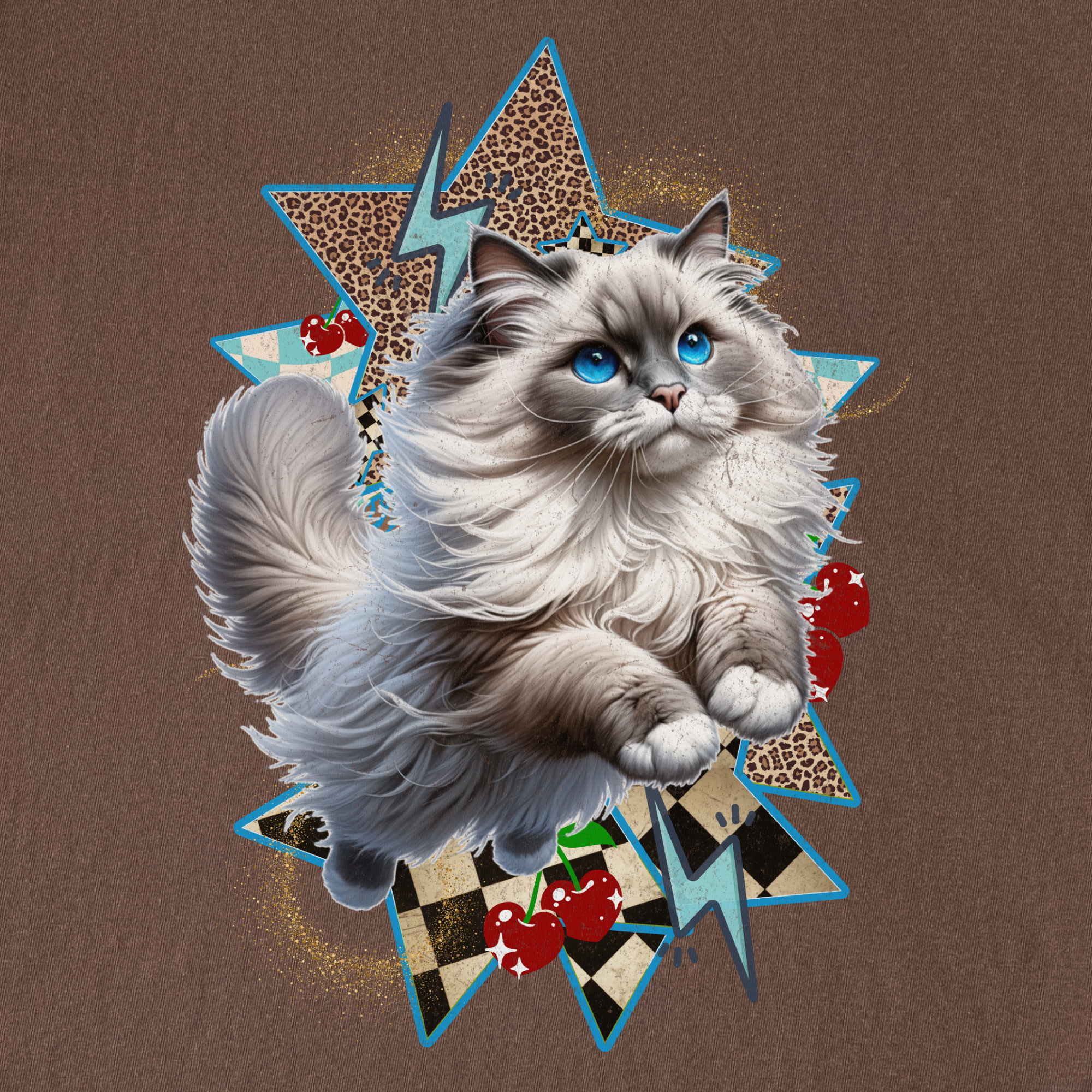 artistic-y2k-catcore-leaping-ragdoll-cat-cherry-comfort-colors-t-shirt-in-espresso - Espresso Full Graphic