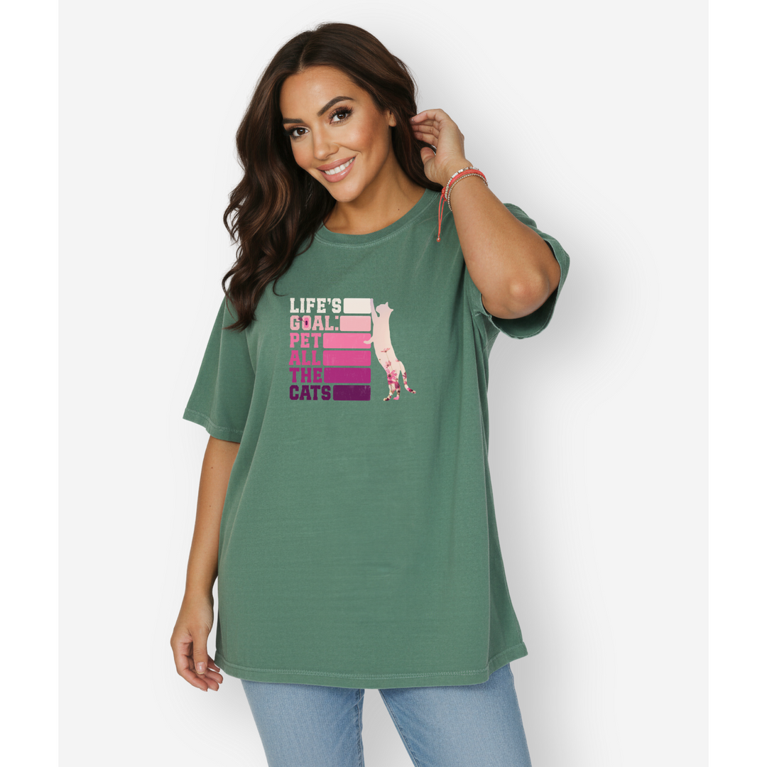 artistic-pet-all-the-cats-cat-text-comfort-colors-t-shirt-in-light-green - Light Green Female
