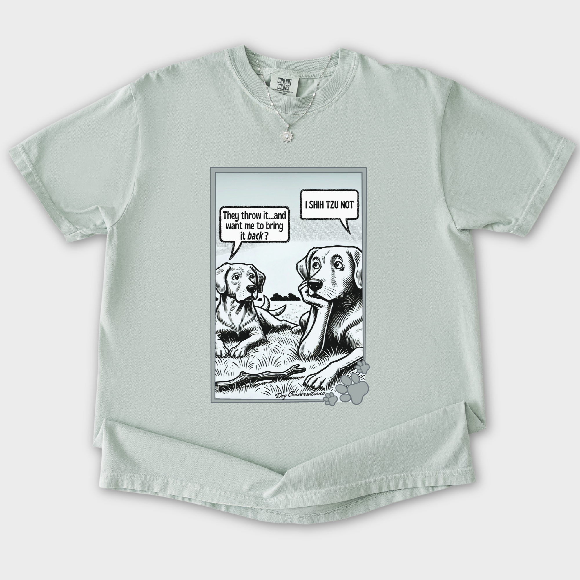 western-i-shih-tzu-not-stick-dog-graphic-comfort-colors-t-shirt-in-bay - Bay Flat Lay Front
