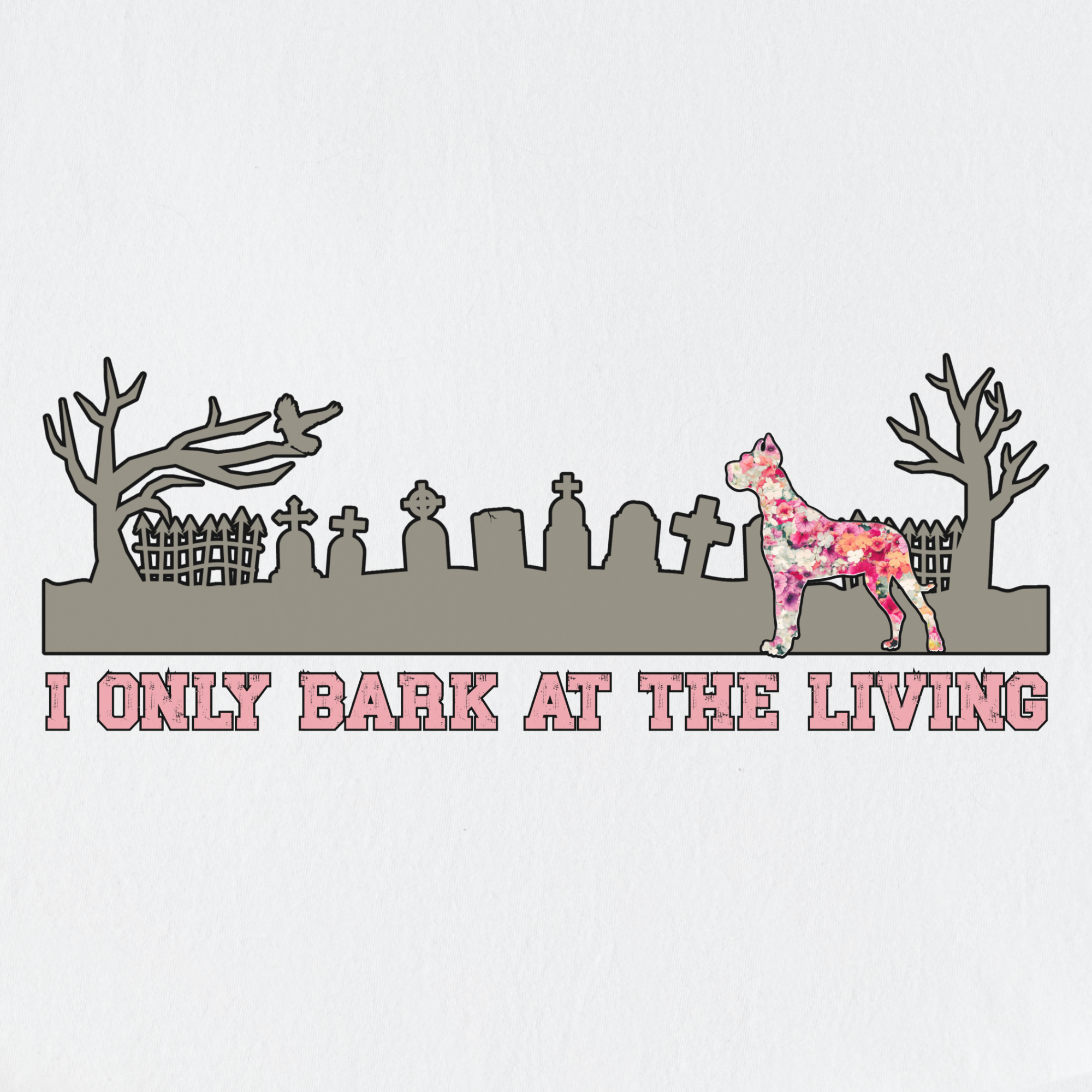 artistic-i-only-bark-at-the-living-dog-graphic-comfort-colors-t-shirt-in-white - White Full Graphic