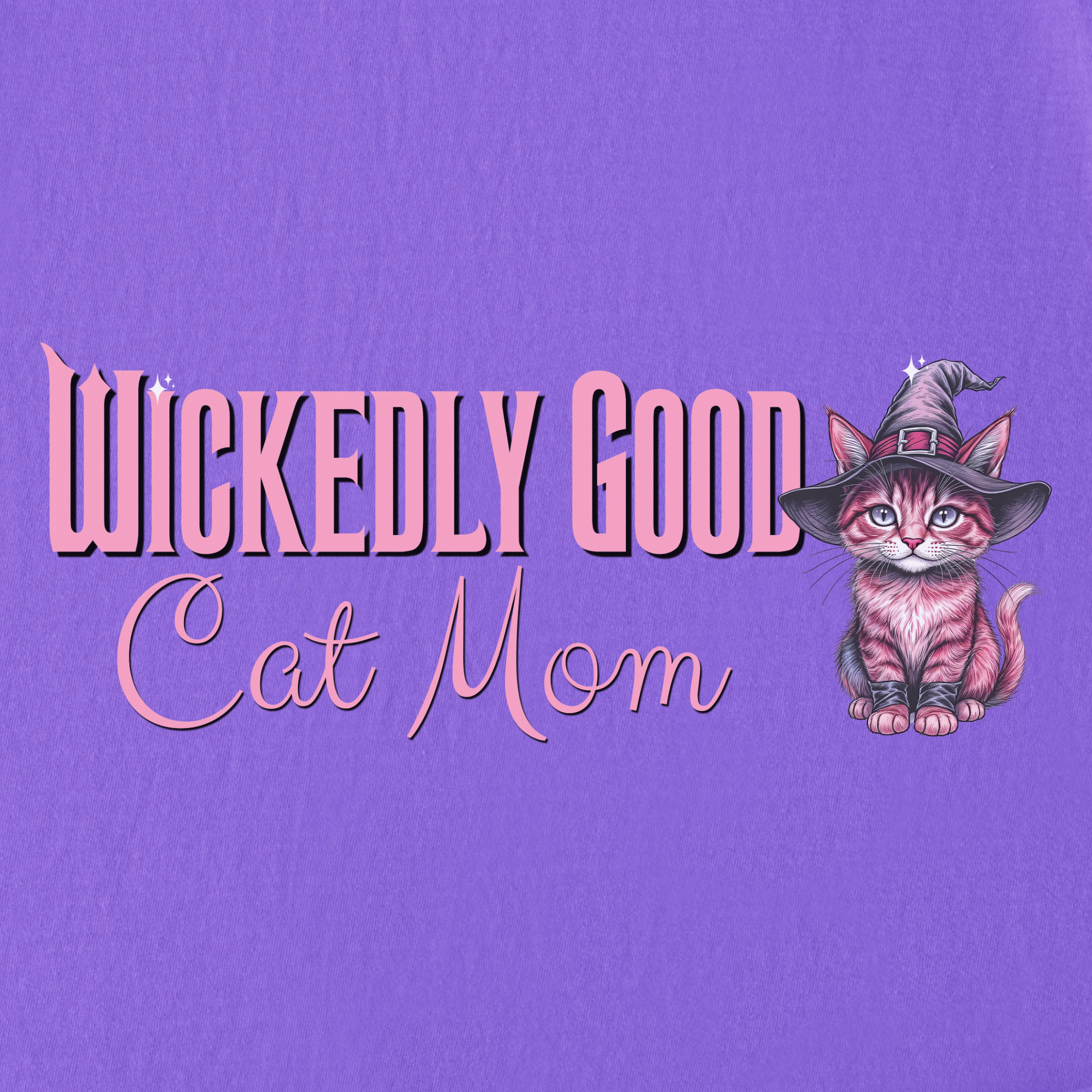 movie-inspired-pink-wickedly-good-cat-mom-cat-graphic-comfort-colors-t-shirt-in-violet - Violet Full Graphic