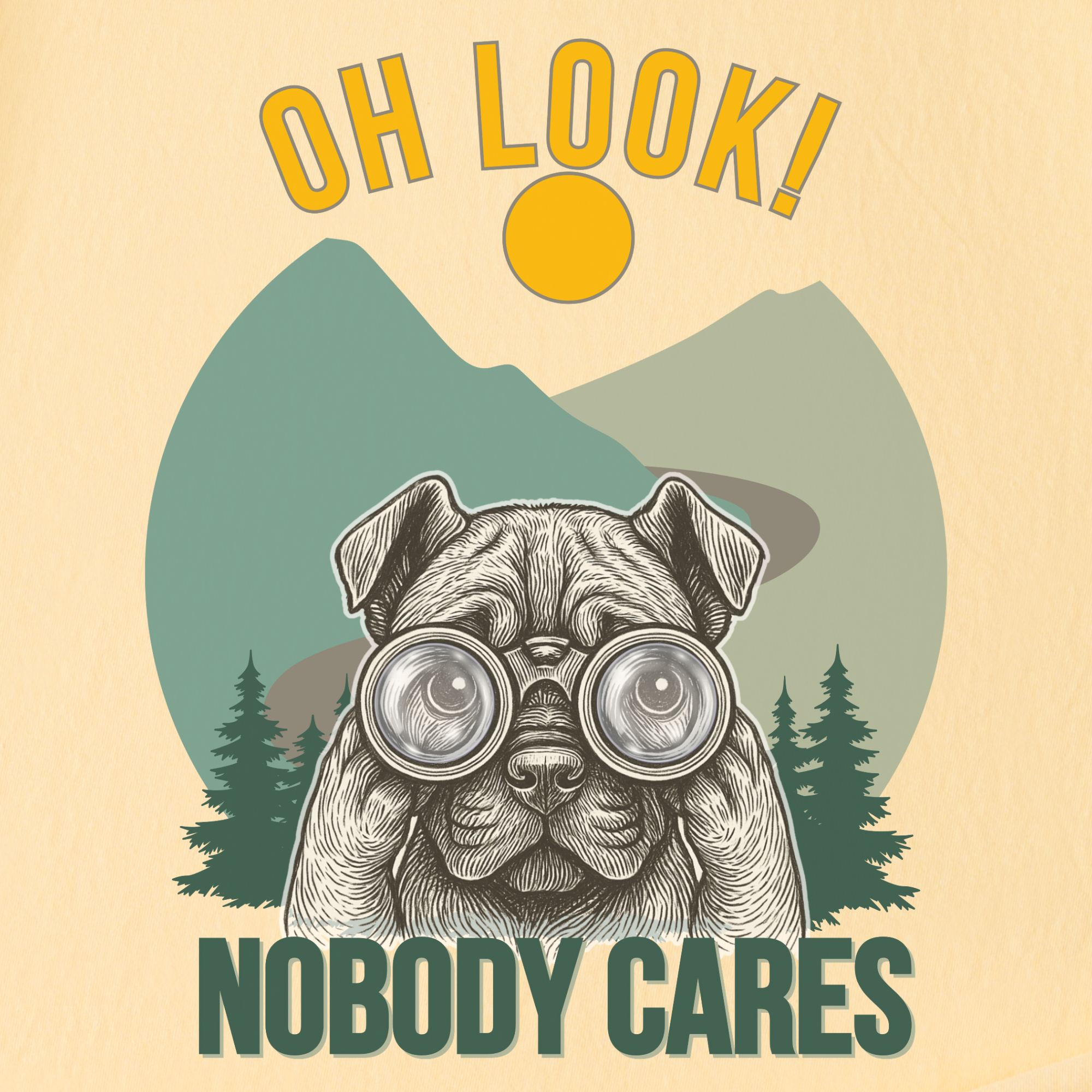 vintage-oh-look-nobody-cares-dog-graphic-comfort-colors-t-shirt-in-butter - Butter Full Graphic