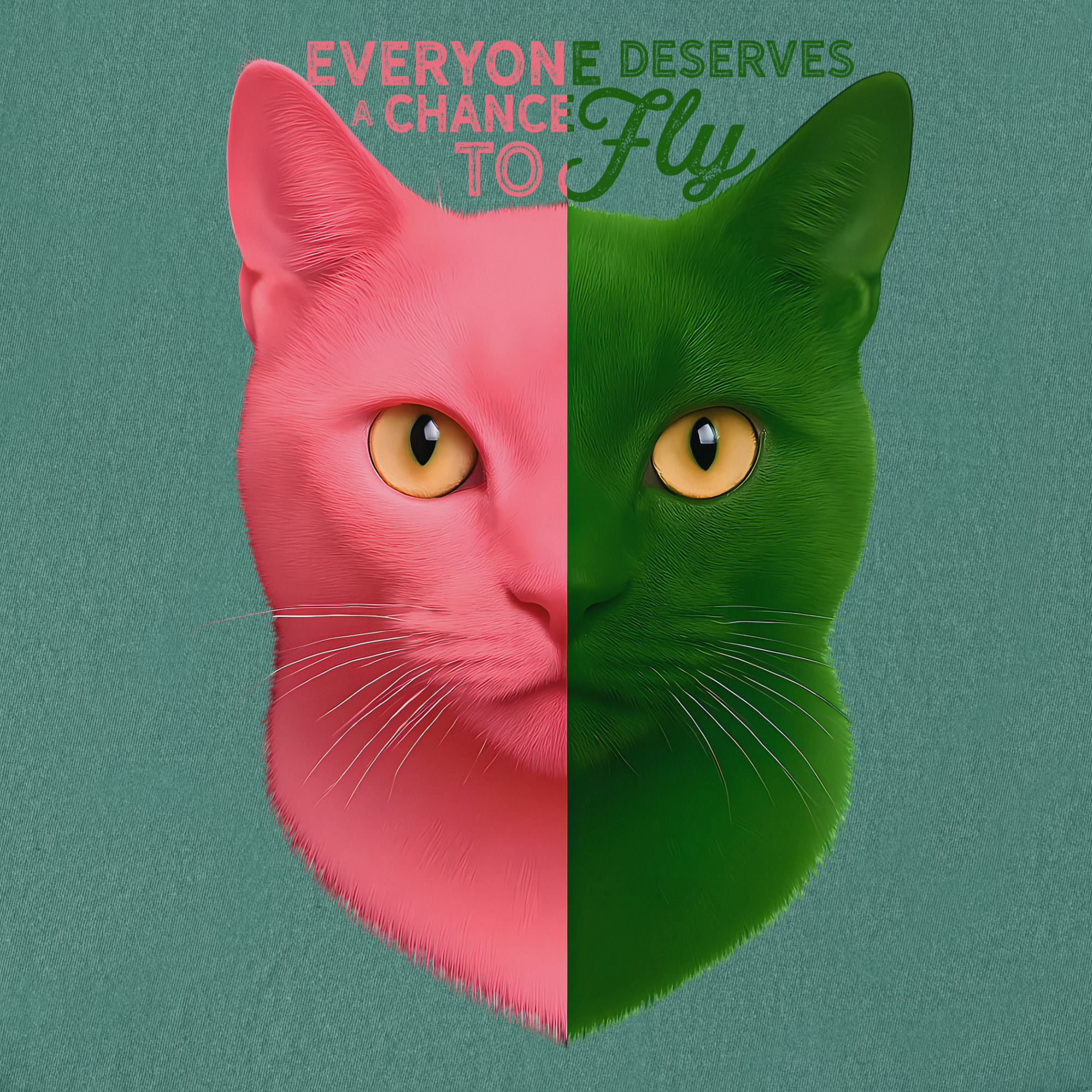 movie-inspired-everyone-deserves-a-chance-to-fly-cat-graphic-comfort-colors-t-shirt-in-light-green - Light Green Full Graphic