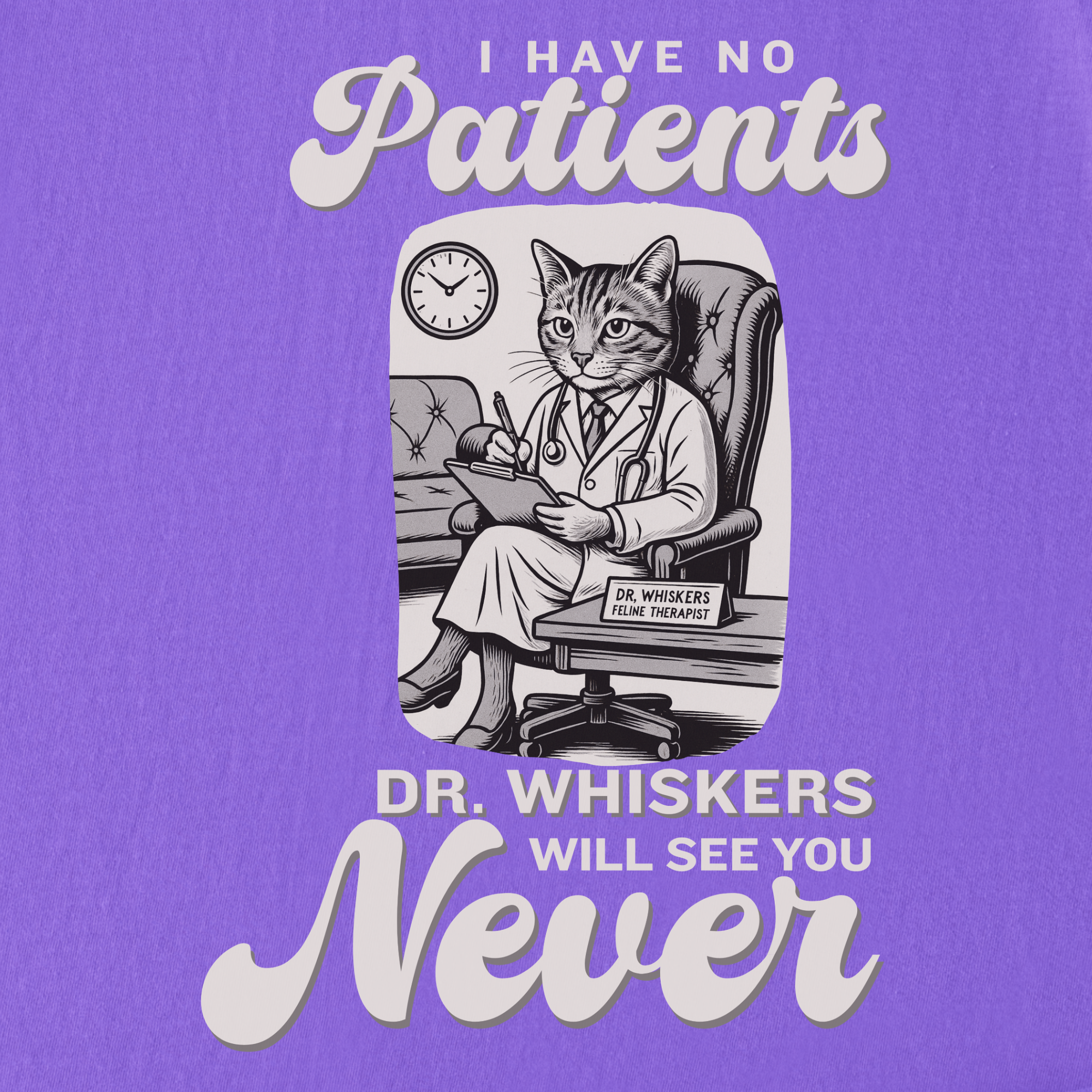 retro-i-have-no-patients-cat-graphic-comfort-colors-t-shirt-in-violet - Violet Full Graphic