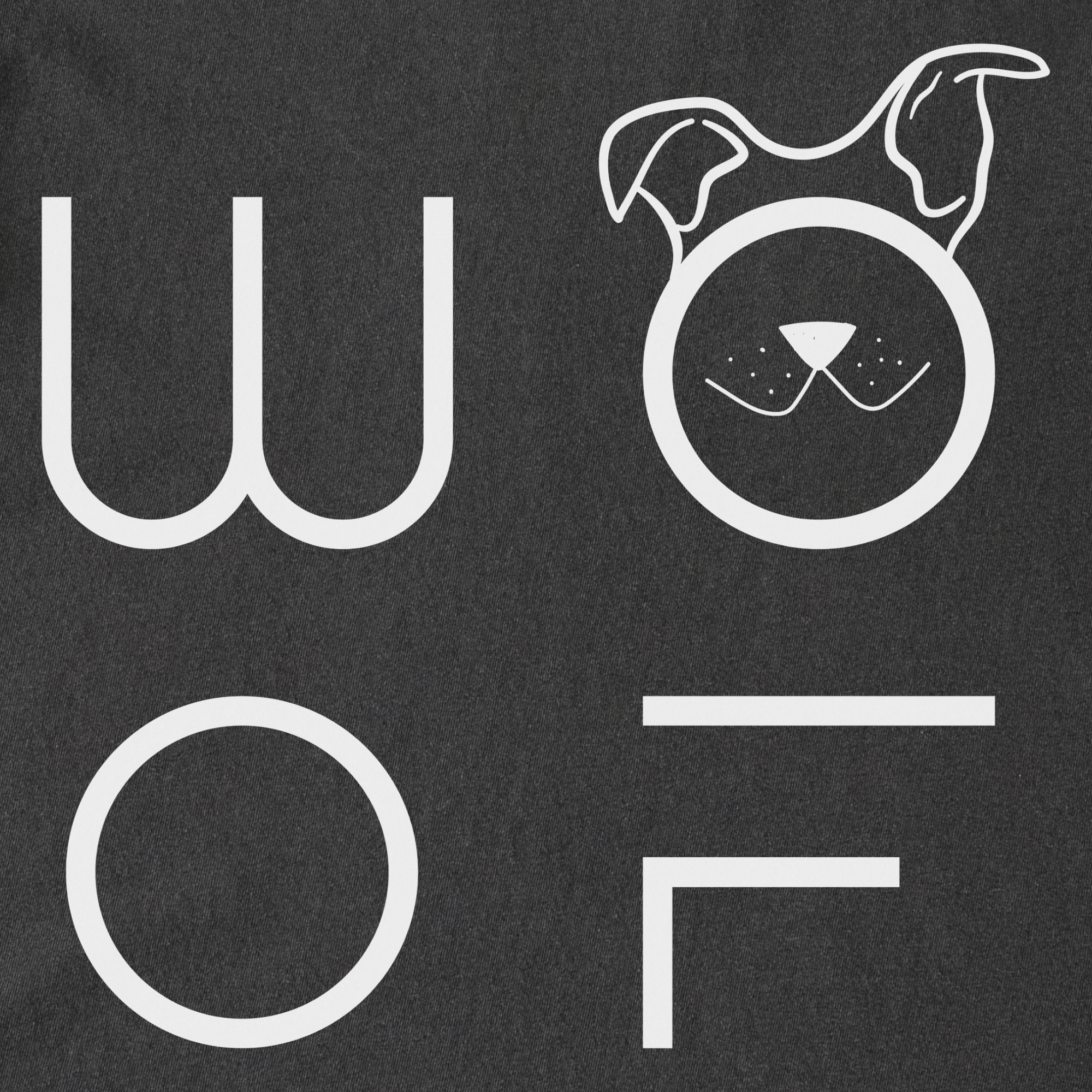 minimalist-woof-modern-text-design-dog-text-comfort-colors-t-shirt-in-pepper - Pepper Full Graphic