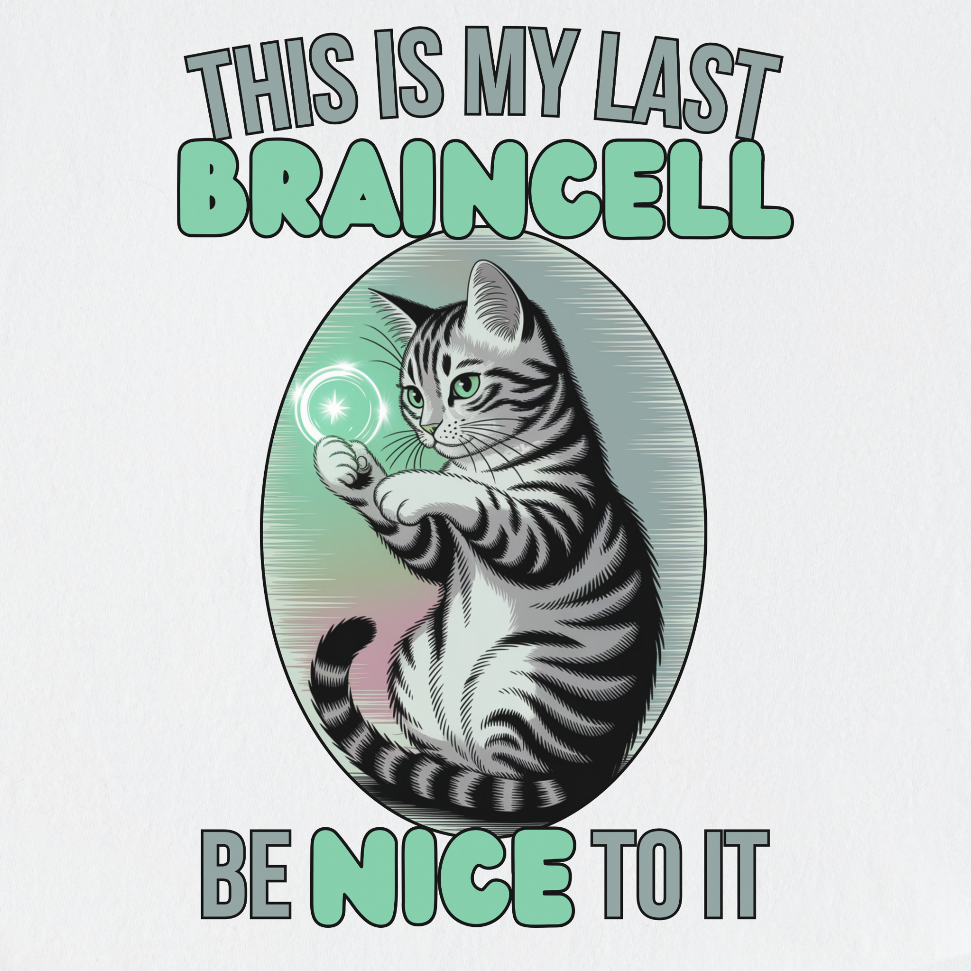 vintage-this-is-my-last-braincell-cat-graphic-comfort-colors-t-shirt-in-white - White Full Graphic