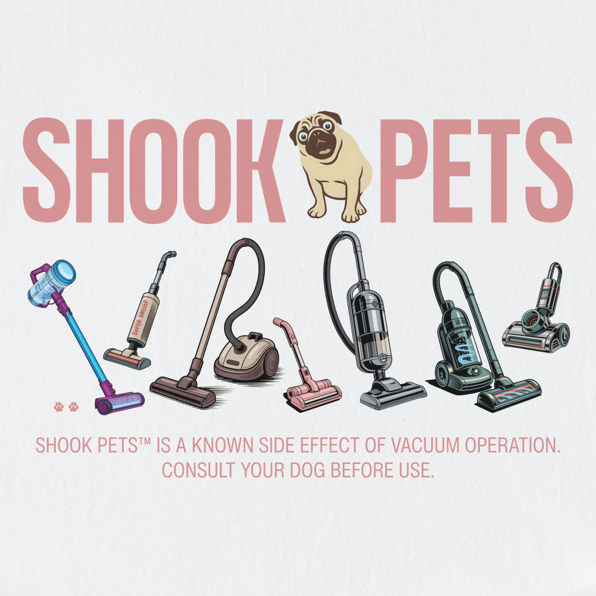 retro-shook-pets-vacuum-wars-dog-graphic-comfort-colors-t-shirt-in-white - White Full Graphic