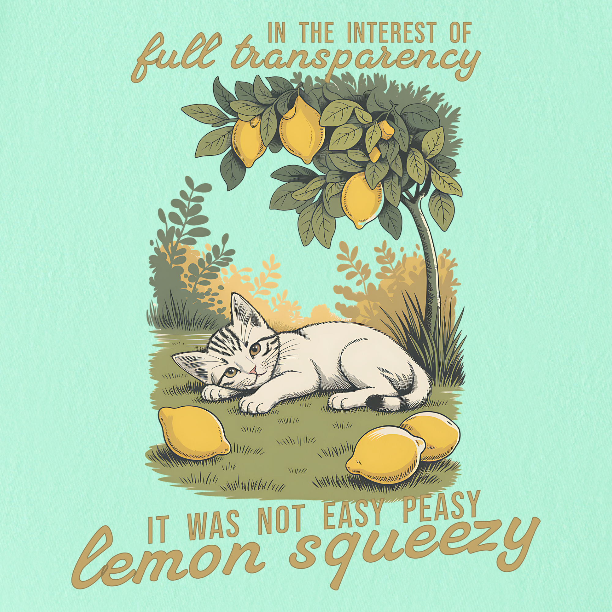 retro-not-so-easy-lemon-squeezy-cat-cat-graphic-comfort-colors-t-shirt-in-island-reef - Island Reef Full Graphic