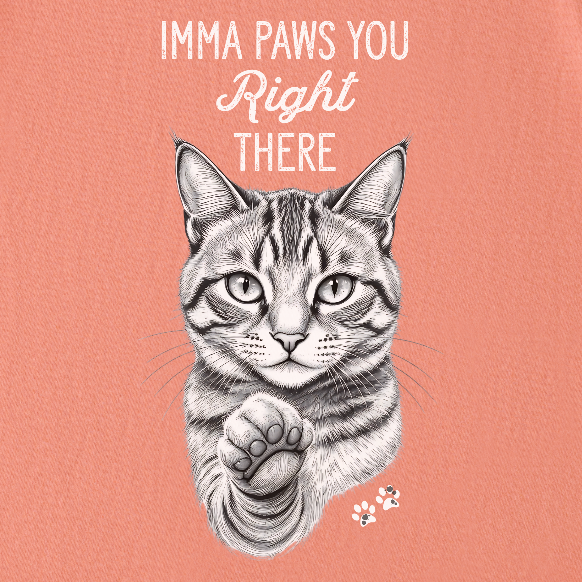 vintage-imma-paws-you-right-there-cat-line-art-comfort-colors-t-shirt-in-terracotta - Terracotta Full Graphic