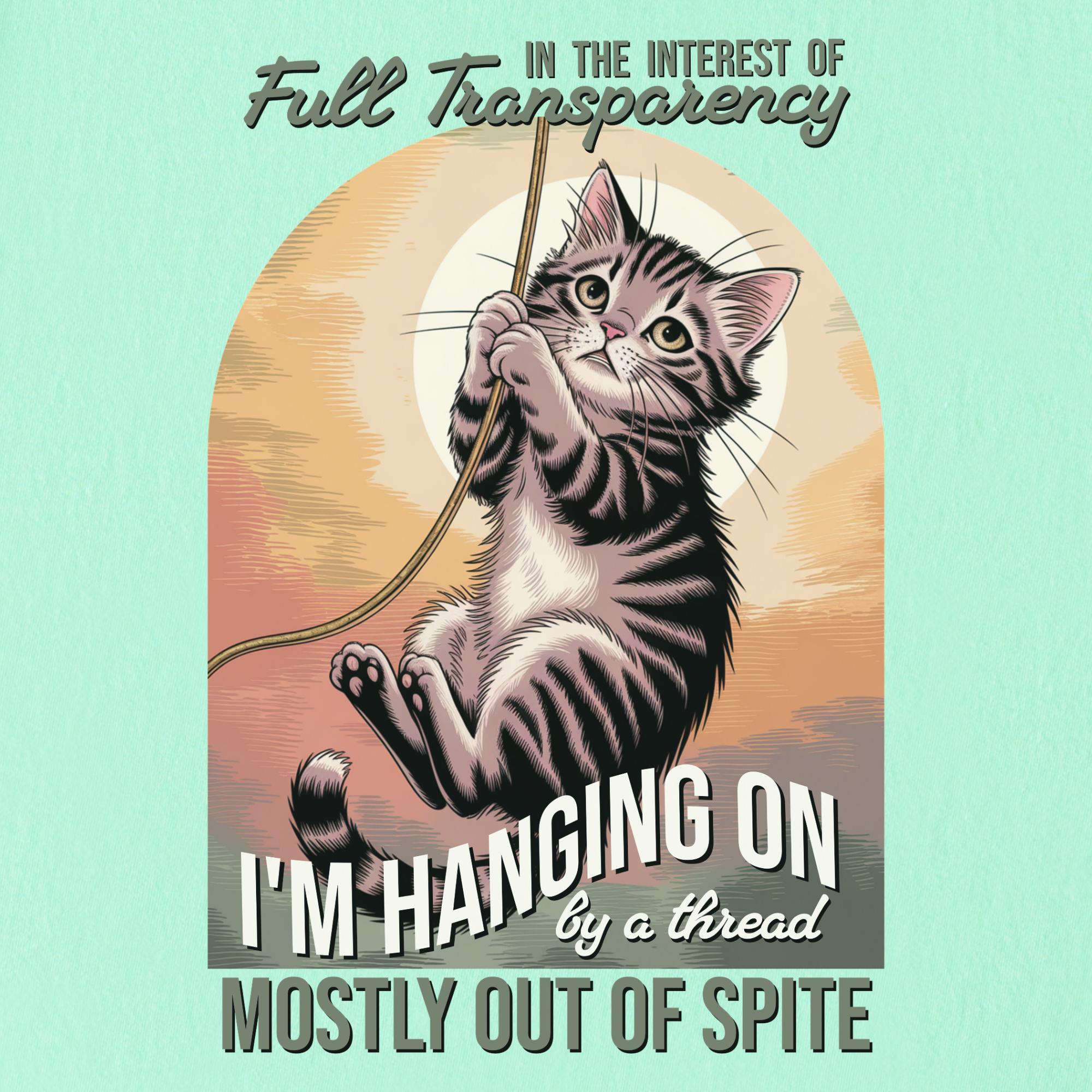 western-hanging-on-by-a-thread-cat-graphic-comfort-colors-t-shirt-in-island-reef - Island Reef Full Graphic