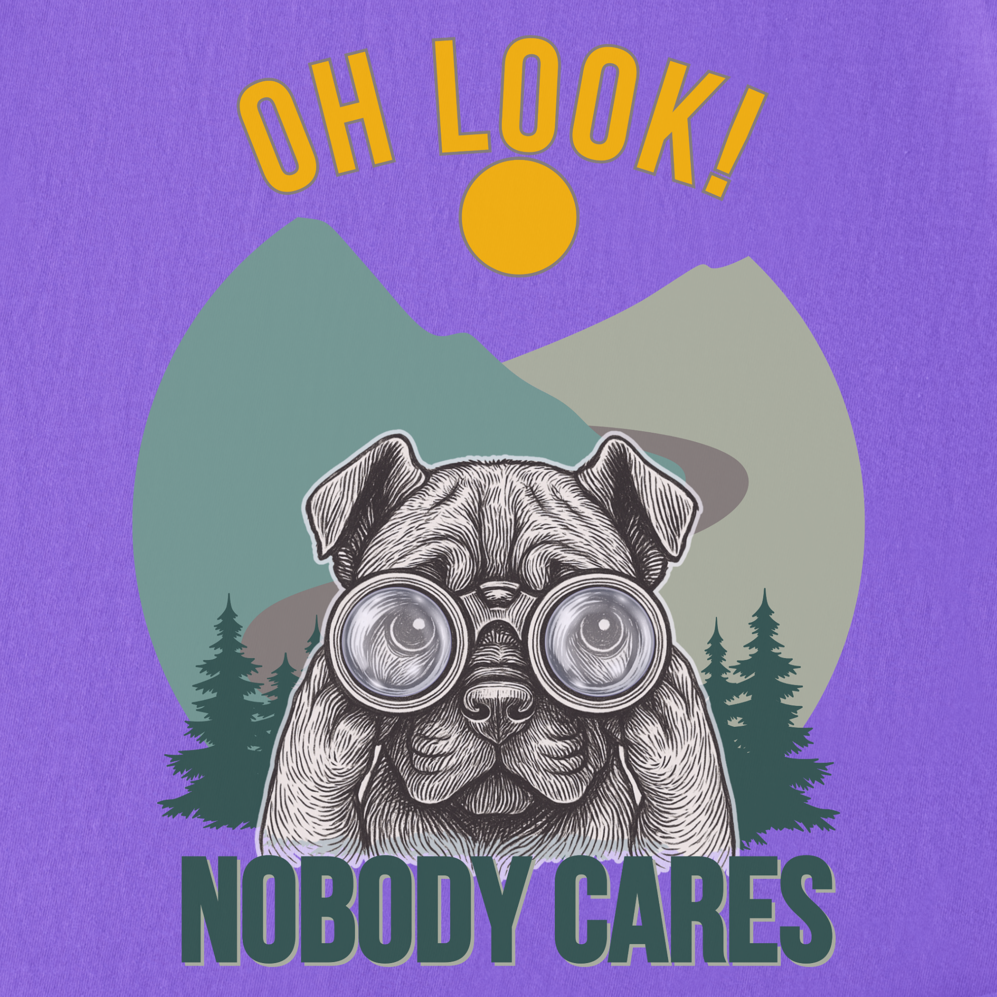 vintage-oh-look-nobody-cares-dog-graphic-comfort-colors-t-shirt-in-violet - Violet Full Graphic