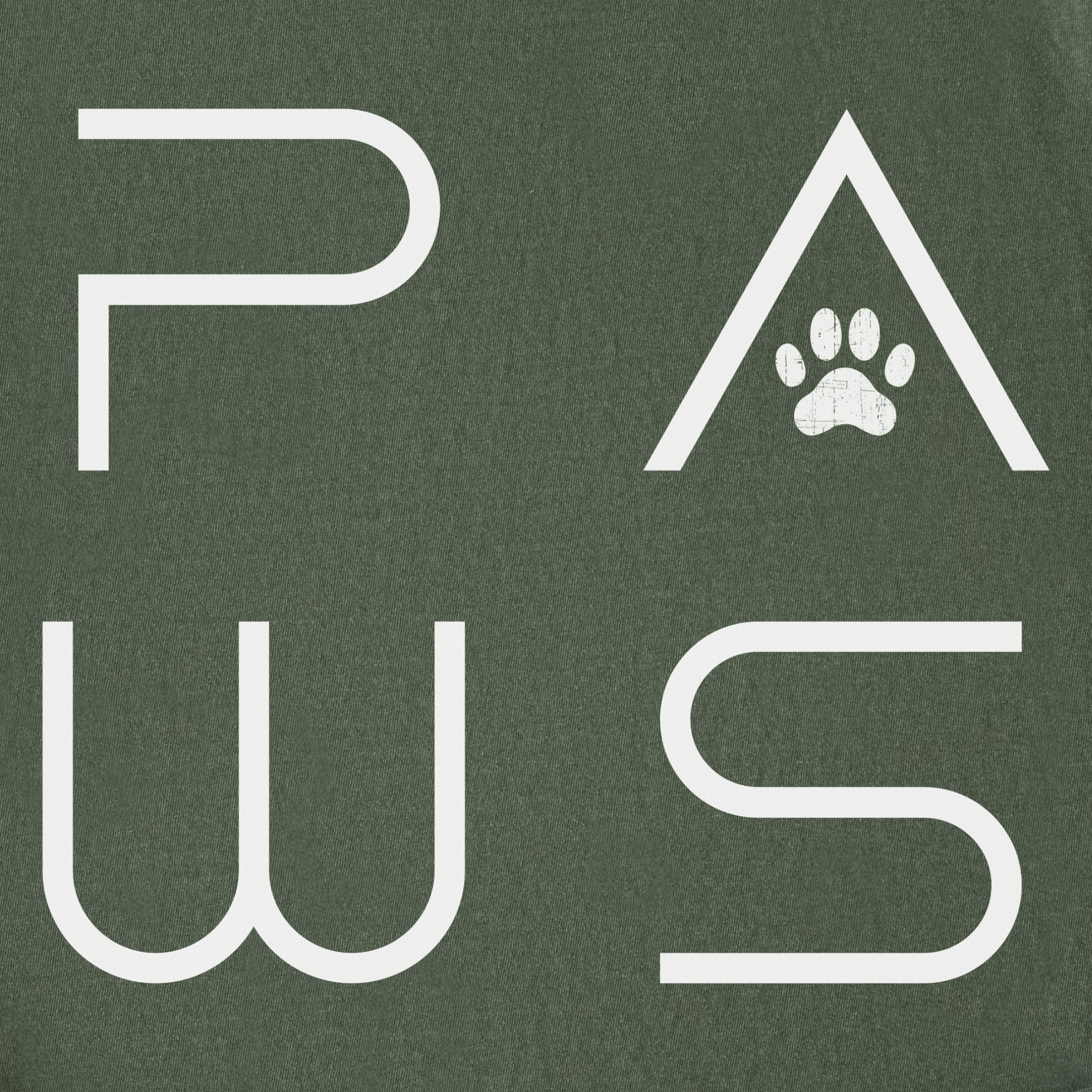 minimalist-paws-modern-text-design-pet-text-comfort-colors-t-shirt-in-moss - Moss Full Graphic