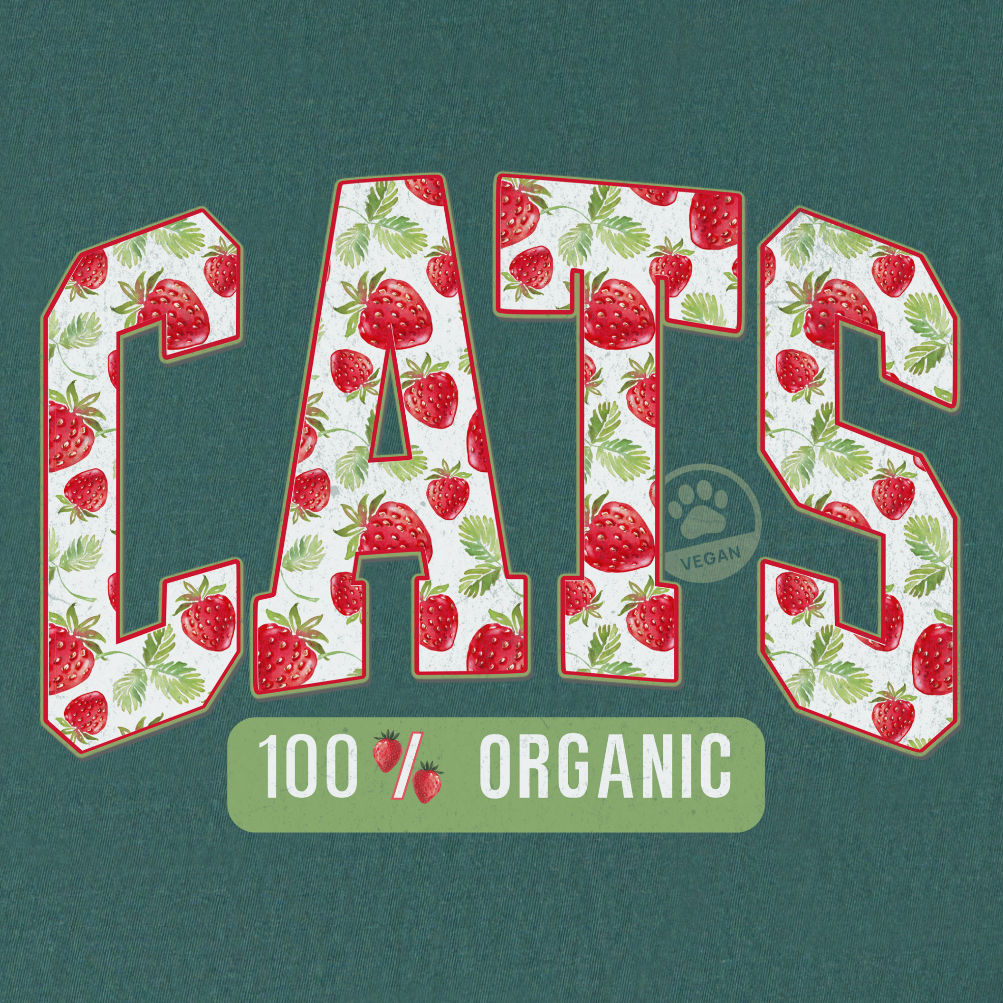 floral-vintage-strawberry-market-cats-organic-cat-text-comfort-colors-t-shirt-in-blue-spruce - Blue Spruce Full Graphic