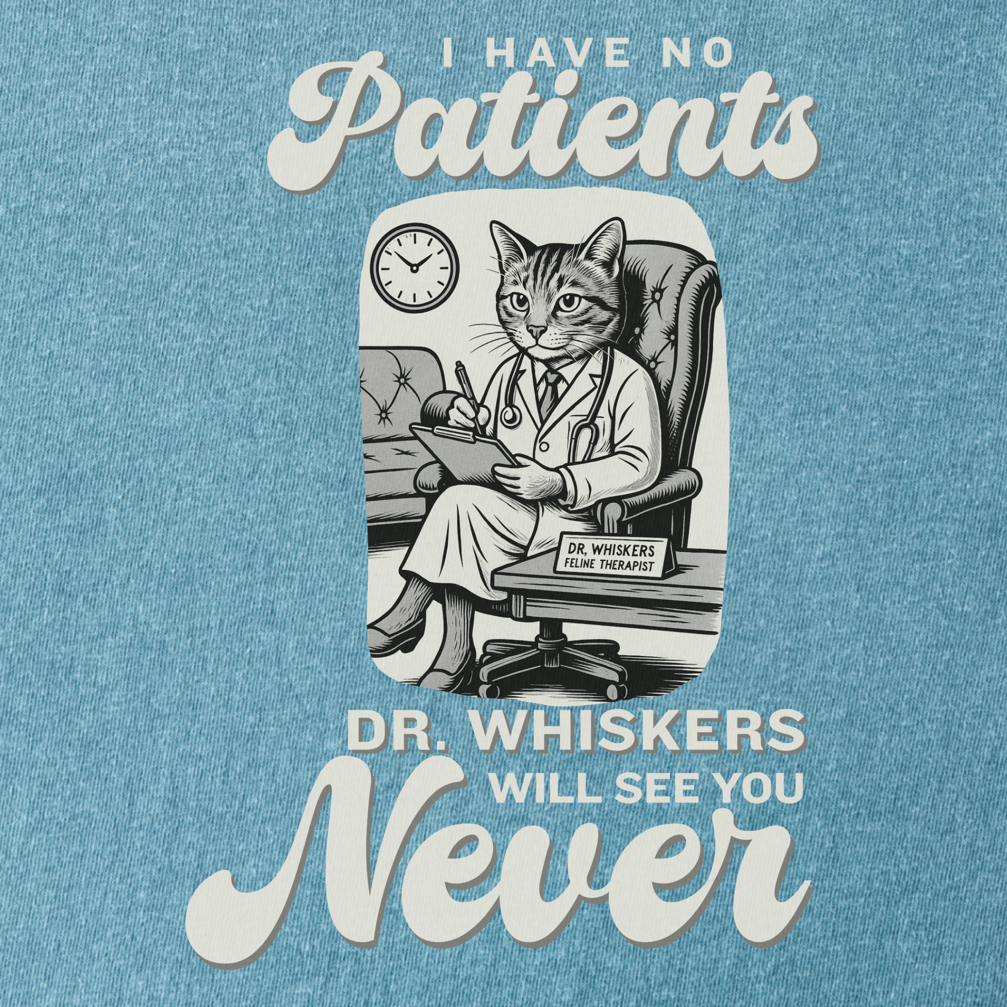 retro-i-have-no-patients-cat-graphic-comfort-colors-t-shirt-in-ice-blue - Ice Blue Full Graphic