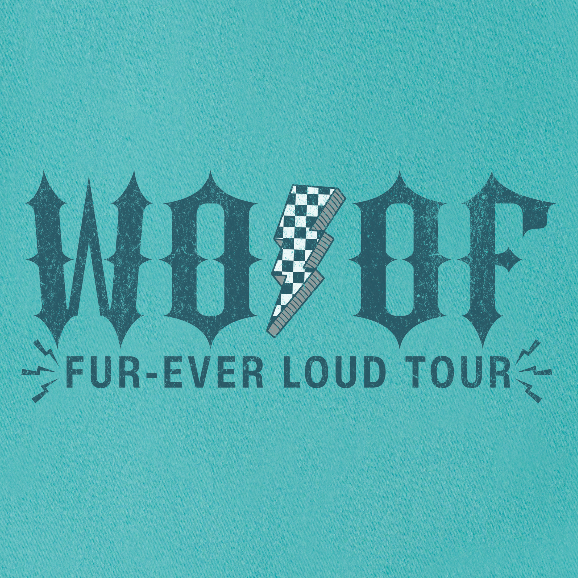 artistic-woof-furever-loud-tour-dog-graphic-comfort-colors-t-shirt-in-seafoam - Seafoam Full Graphic