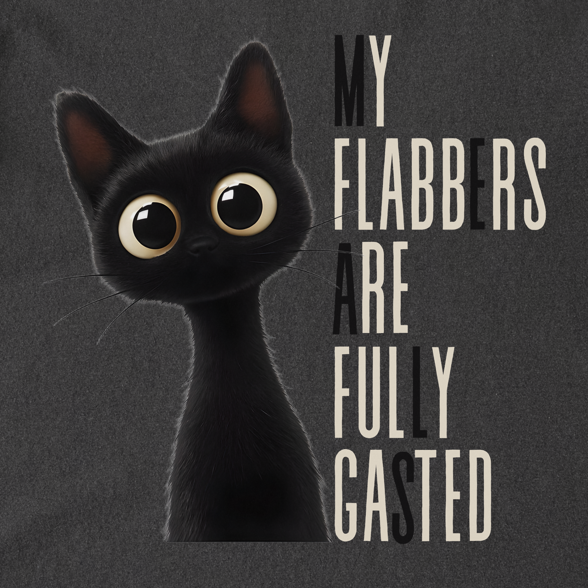 retro-my-flabbers-are-entirely-gasted-cat-graphic-comfort-colors-t-shirt-in-pepper - Pepper Full Graphic