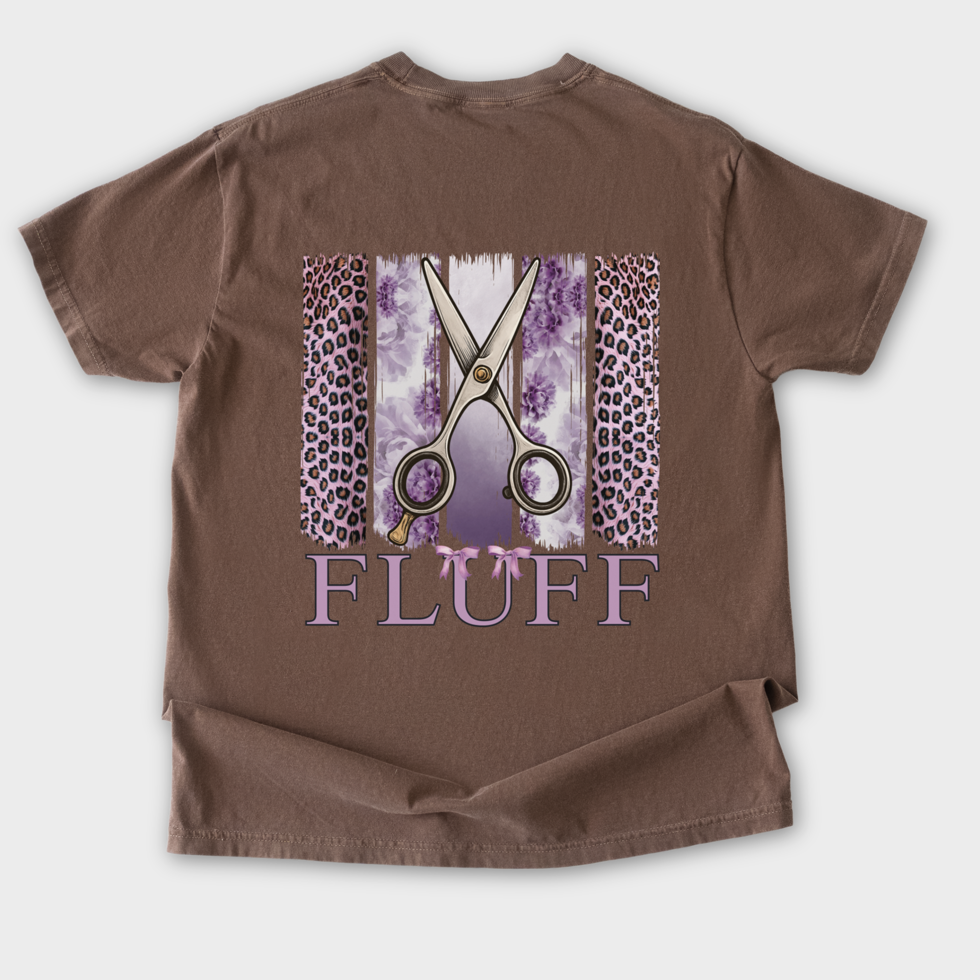 artistic-groomer-fluff-brush-stroke-dog-graphic-comfort-colors-t-shirt-in-espresso - Espresso Flat Lay Back