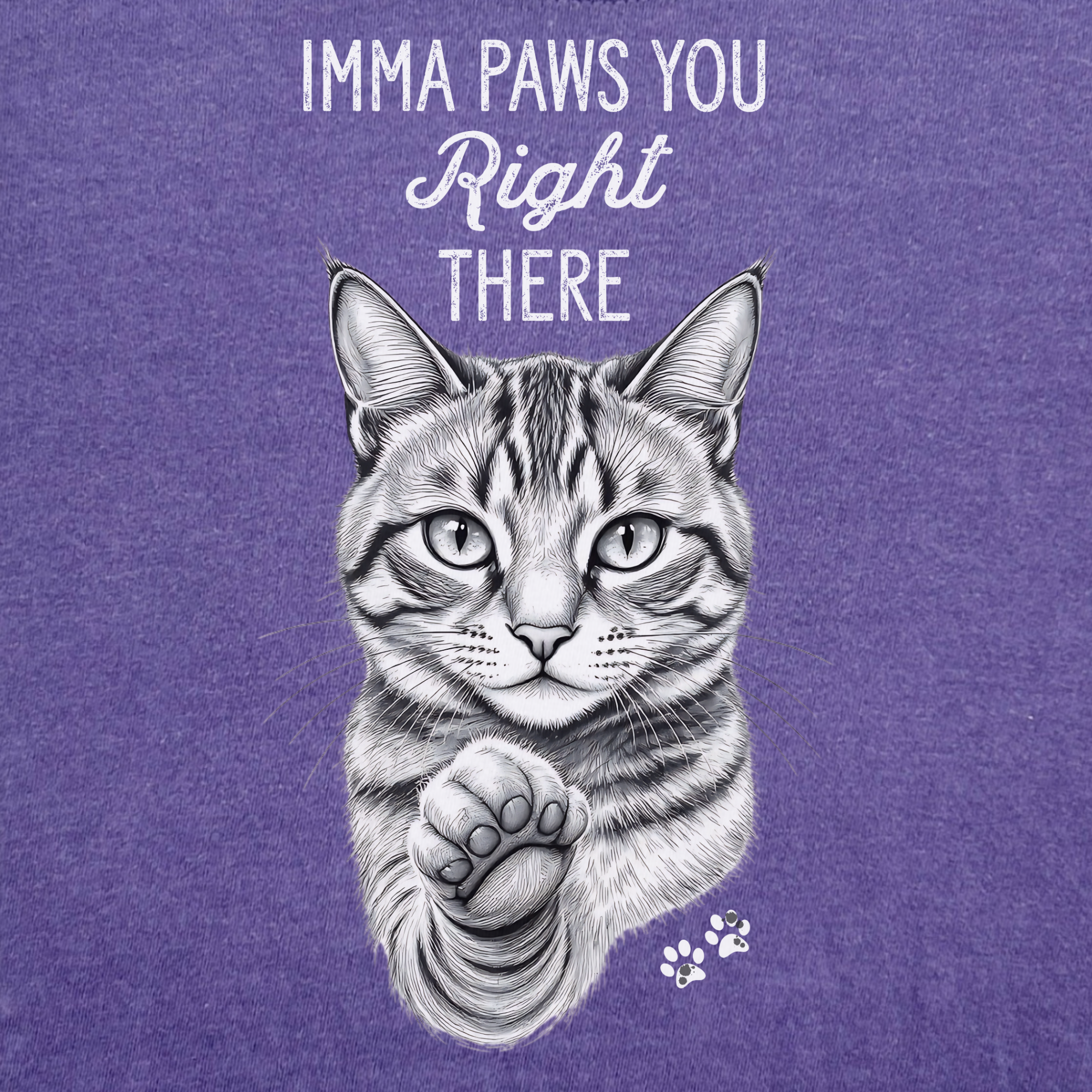 vintage-imma-paws-you-right-there-cat-line-art-comfort-colors-t-shirt-in-grape - Grape Full Graphic