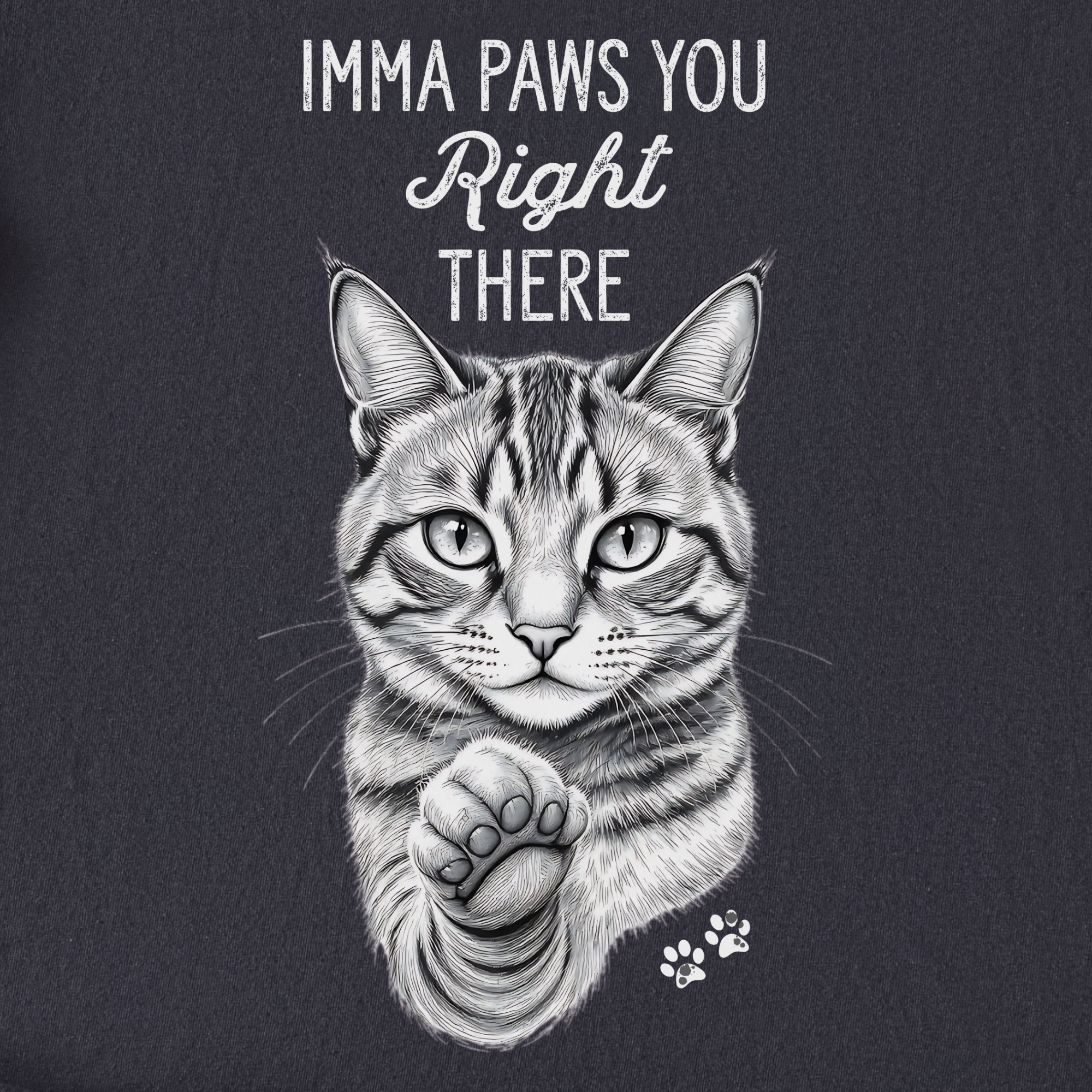 vintage-imma-paws-you-right-there-cat-line-art-comfort-colors-t-shirt-in-graphite - Graphite Full Graphic