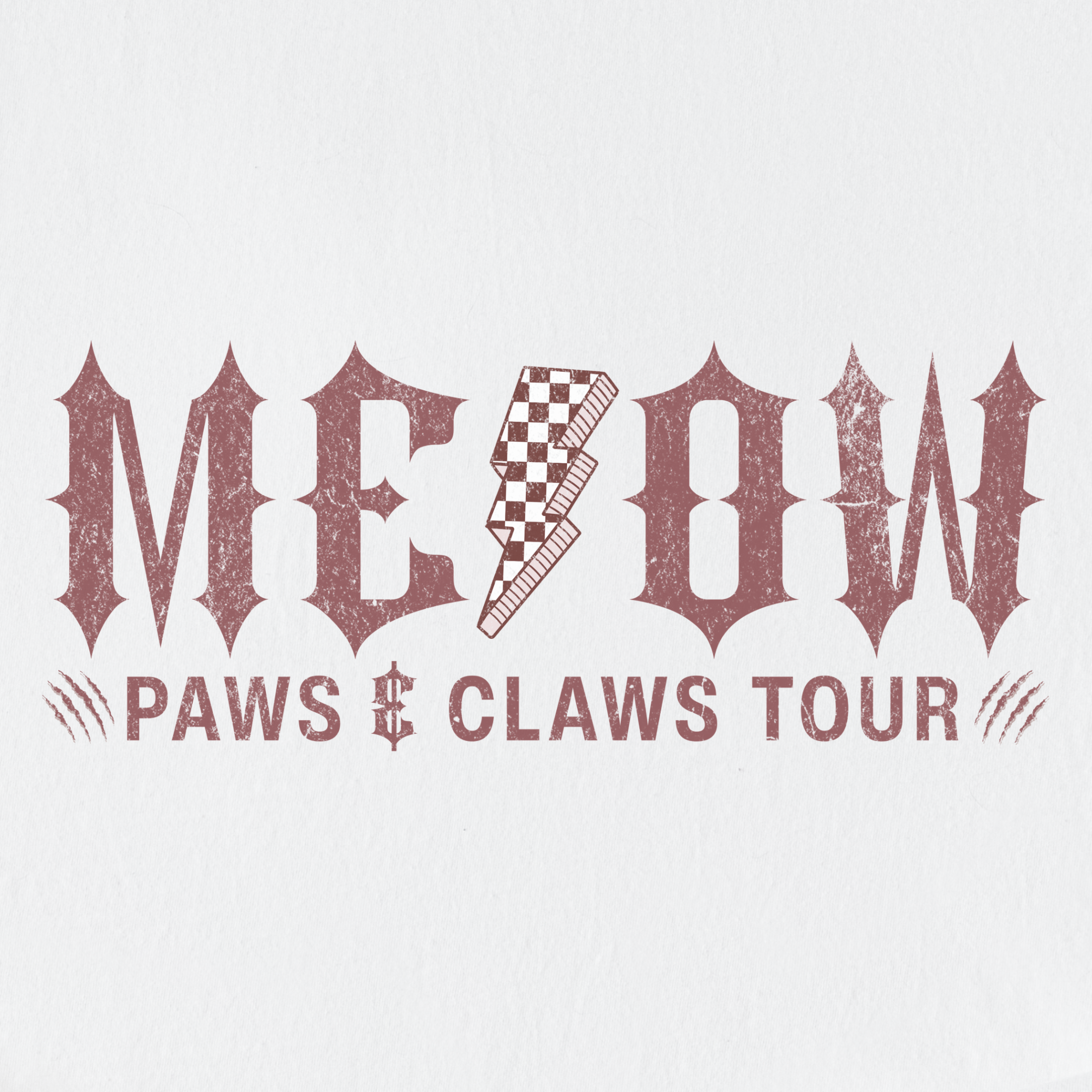 retro-meow-paws-and-claws-tour-cat-graphic-comfort-colors-t-shirt-in-white - White Full Graphic