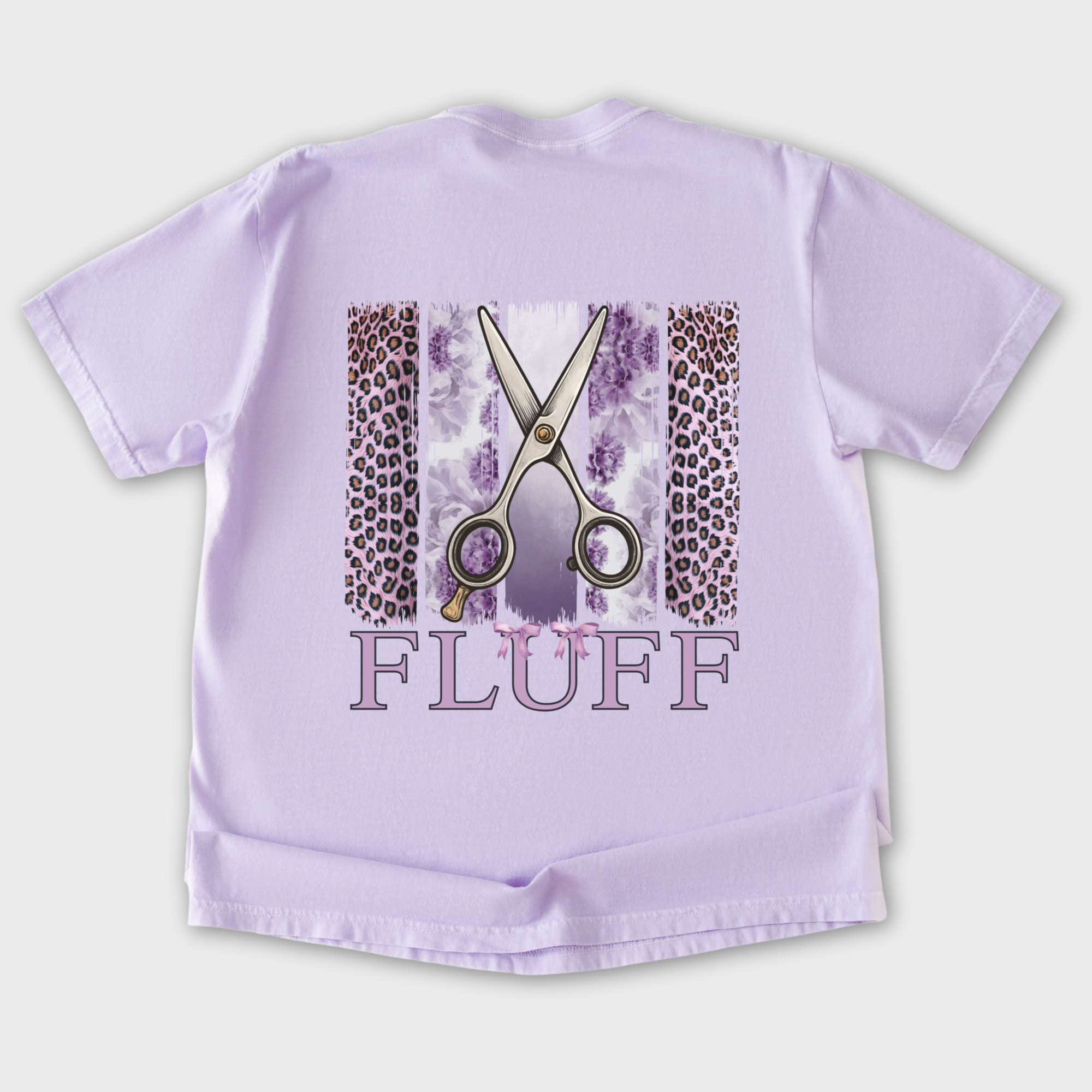 artistic-groomer-fluff-brush-stroke-dog-graphic-comfort-colors-t-shirt-in-orchid - Orchid Flat Lay Back