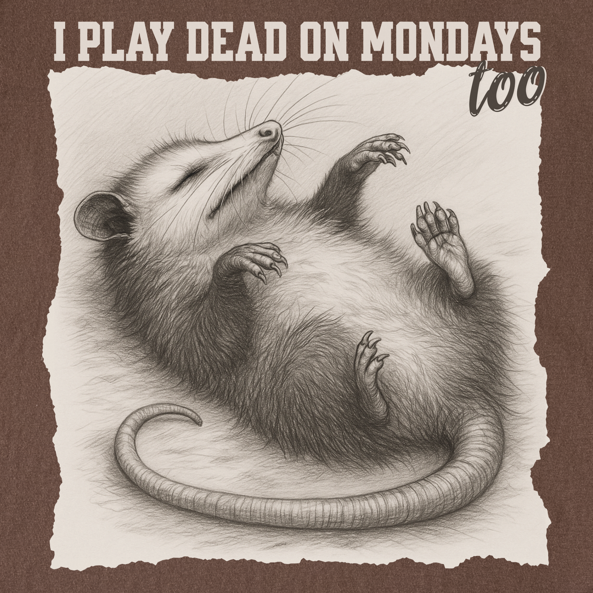 western-i-play-dead-on-mondays-too-feral-line-art-comfort-colors-t-shirt-in-espresso - Espresso Full Graphic
