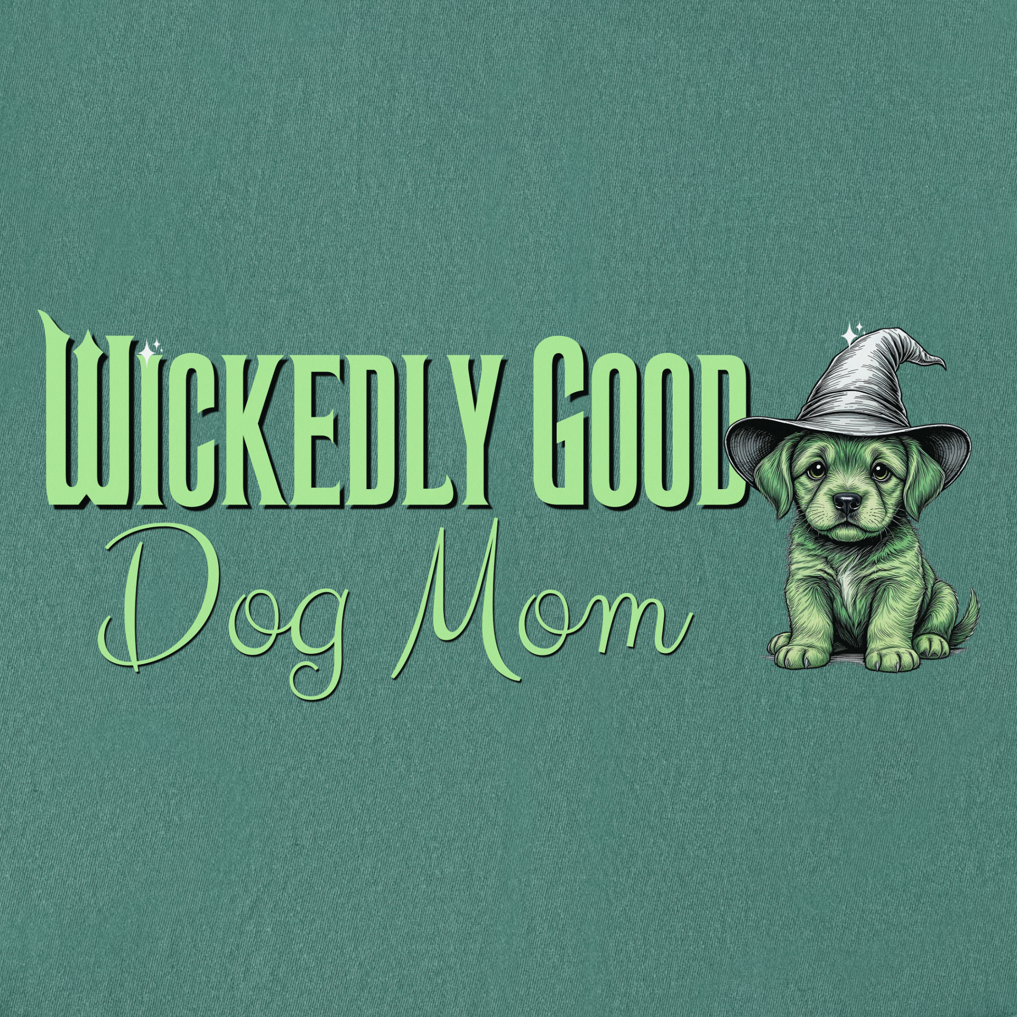 movie-inspired-green-wickedly-good-dog-mom-dog-graphic-comfort-colors-t-shirt-in-light-green - Light Green Full Graphic