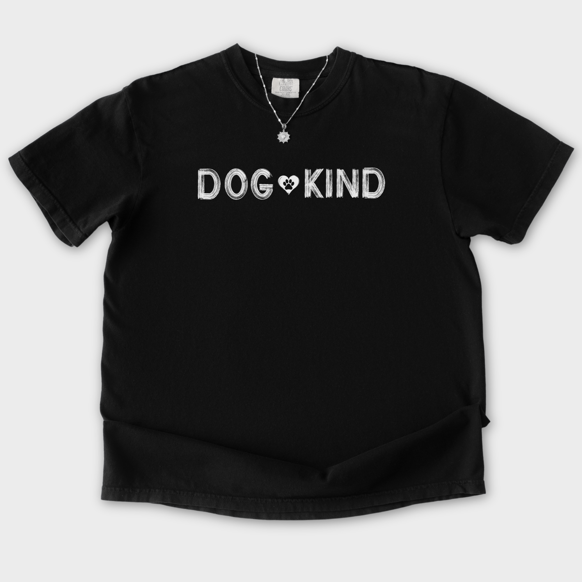artistic-dogkind-dog-graphic-comfort-colors-t-shirt-in-black - Black Flat Lay Front